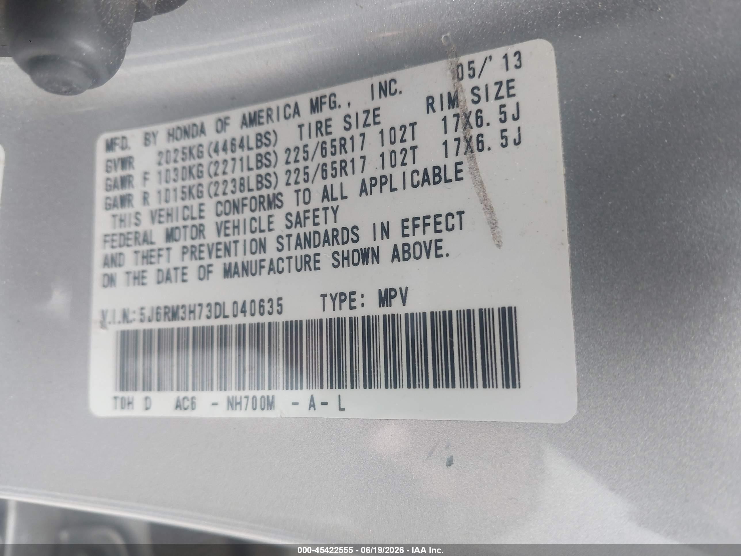 2013 Honda Cr-v Ex-l Silver vin: 5J6RM3H73DL040635