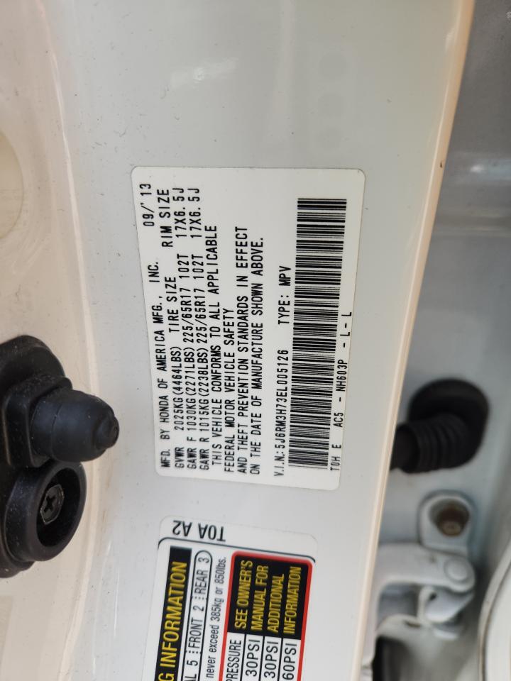 2014 Honda Cr-v Exl White vin: 5J6RM3H73EL005126