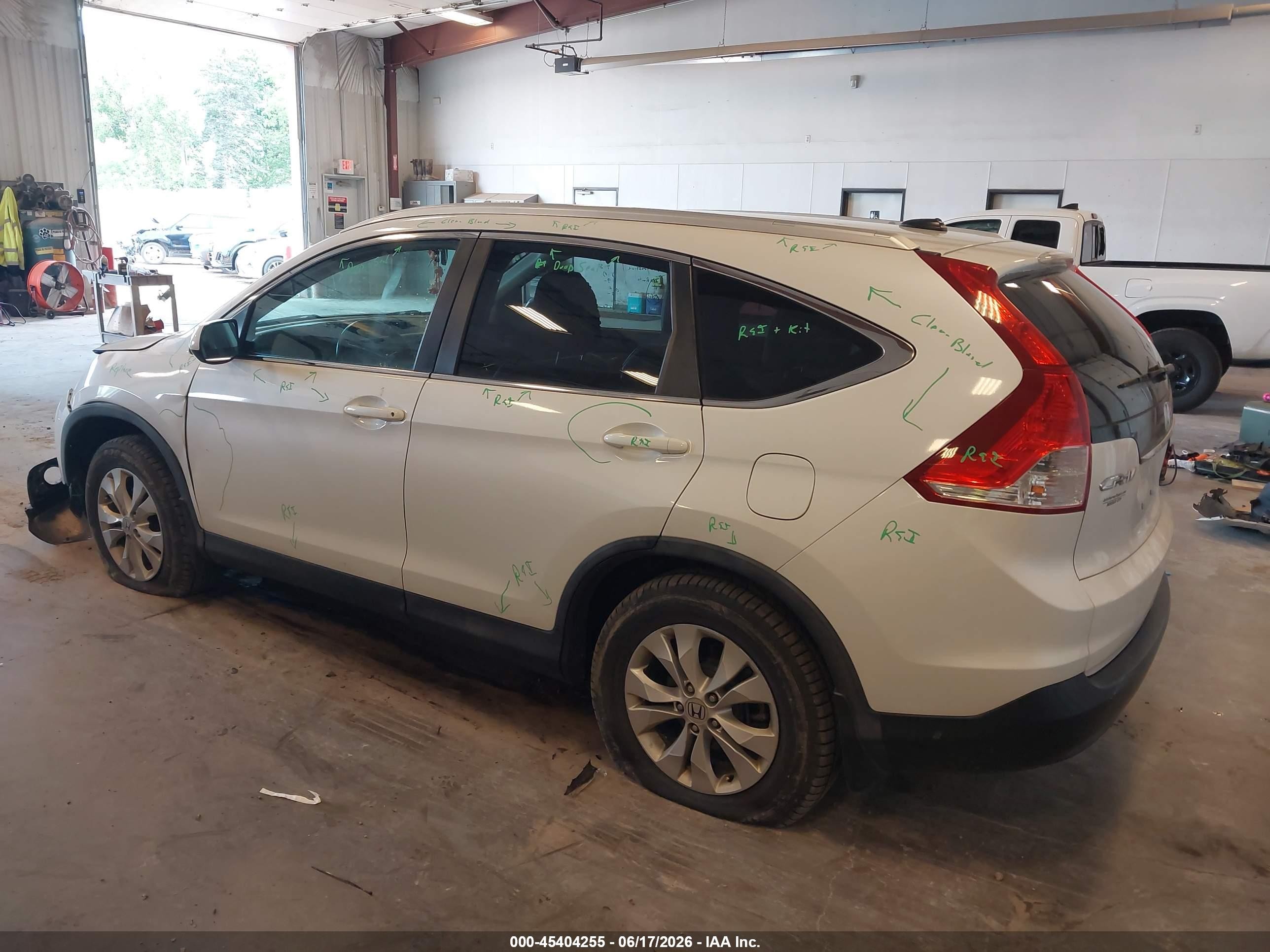 2014 Honda Cr-v Ex-l White vin: 5J6RM3H73EL006339