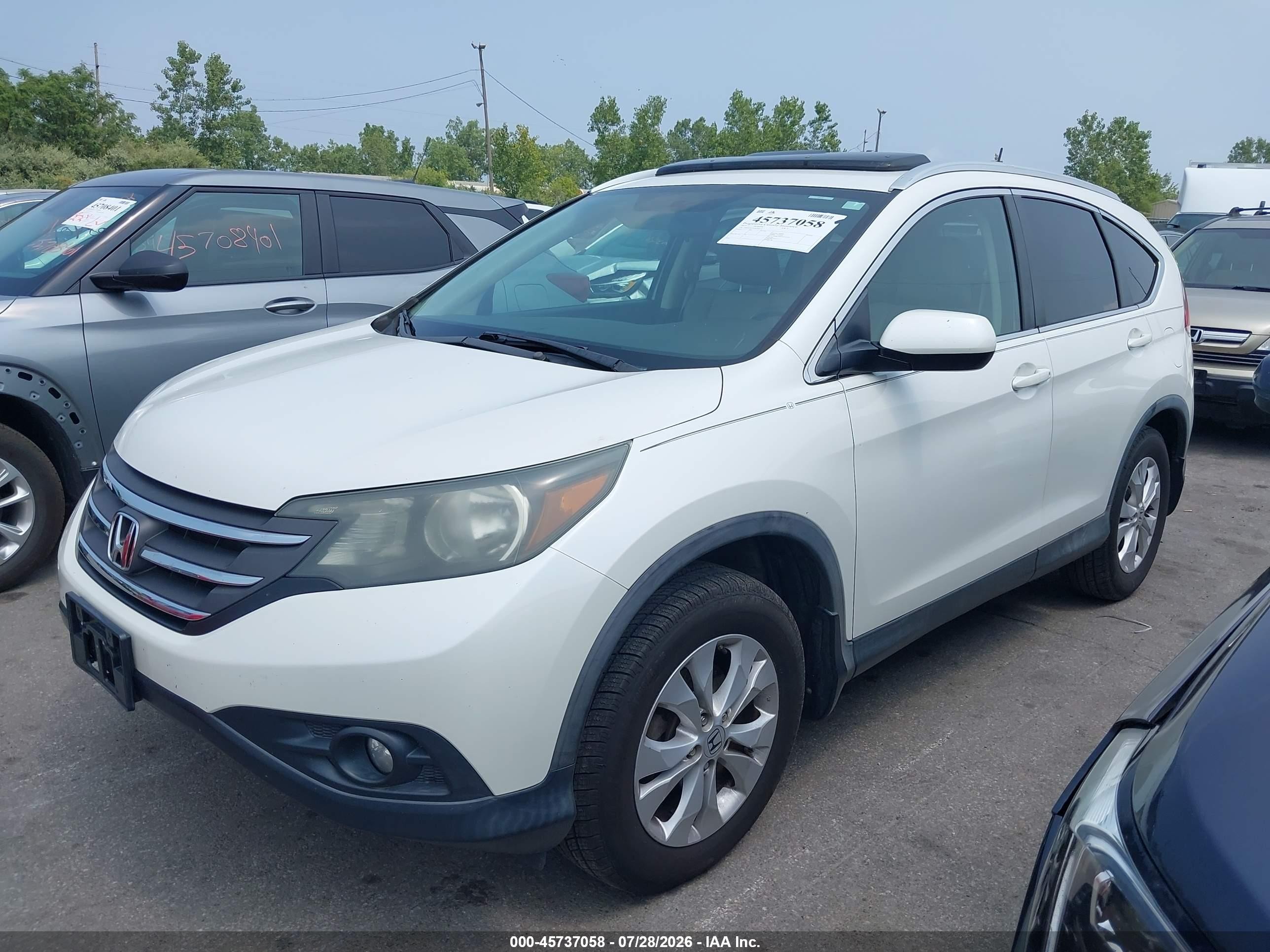 2013 Honda Cr-v Ex-l White vin: 5J6RM3H74DL016473