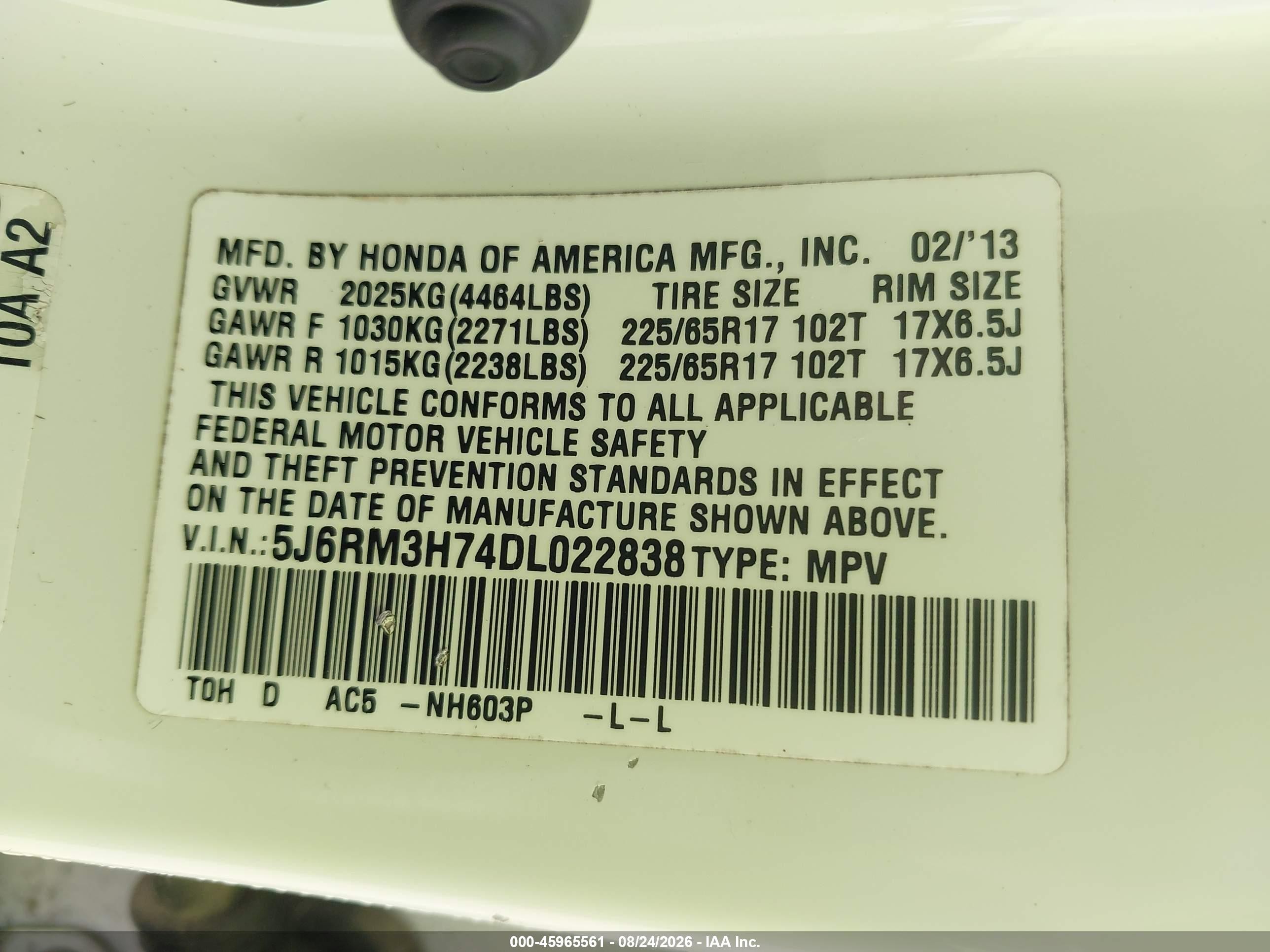 2013 Honda Cr-v Ex-l Белый vin: 5J6RM3H74DL022838