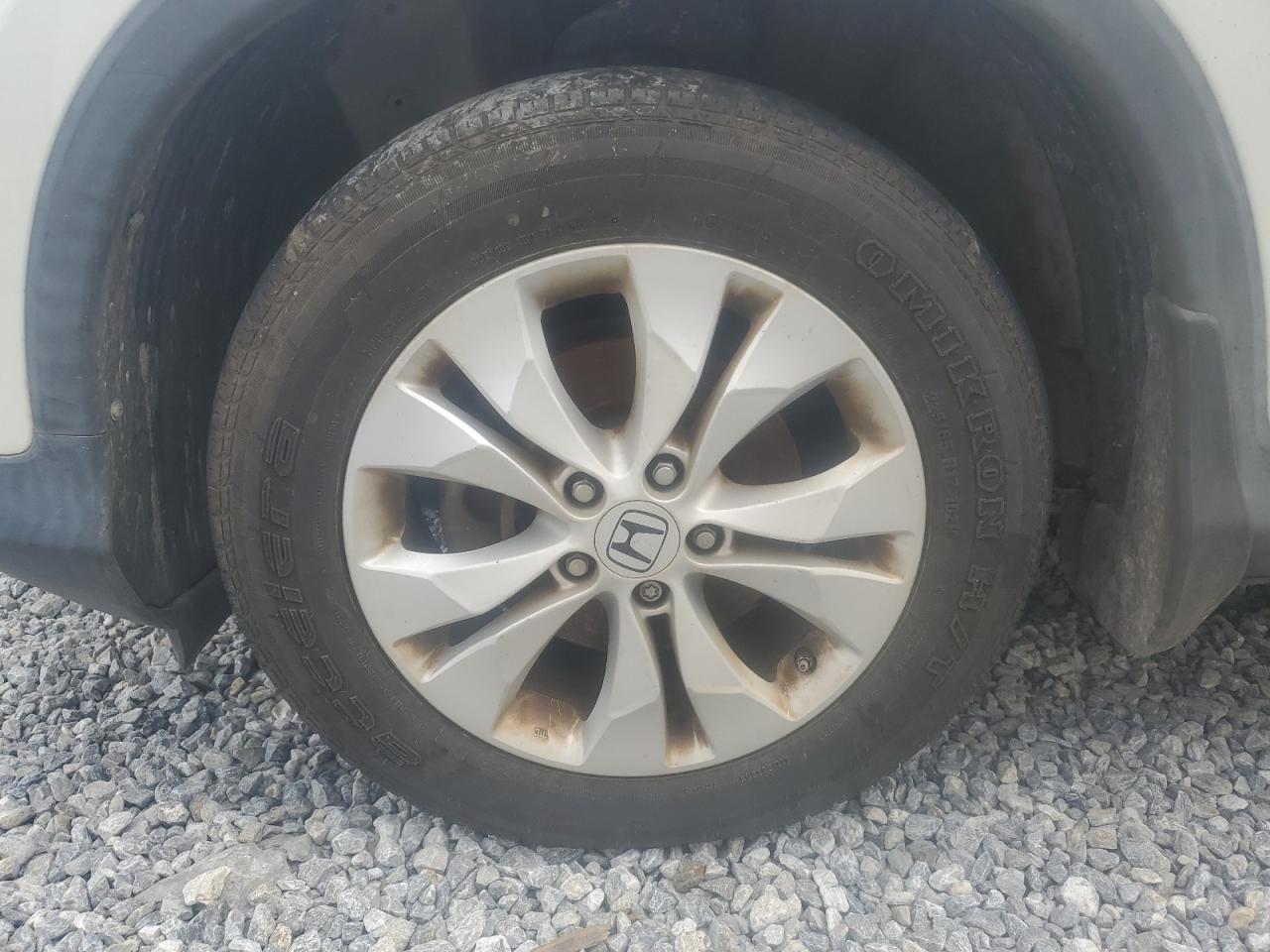 2013 Honda Cr-v Exl White vin: 5J6RM3H75DL005577 Damage: Left Front Tire, Worn, Replacement Required