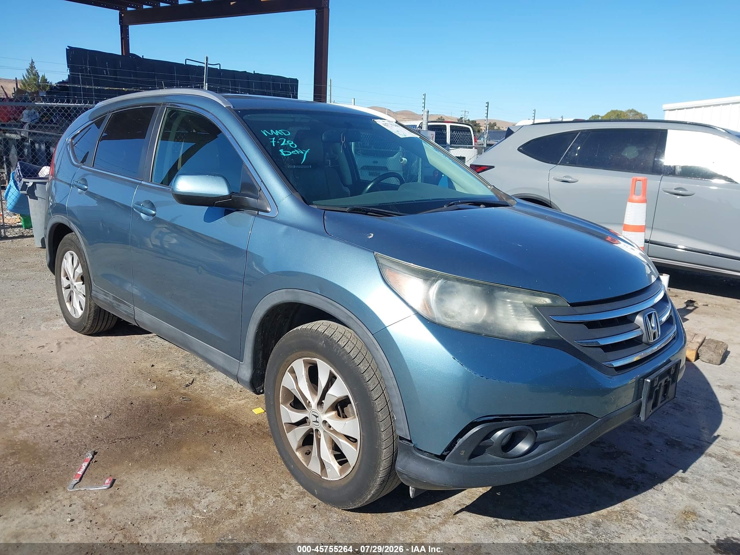 2013 Honda Cr-v Ex-l Blue vin: 5J6RM3H75DL011377