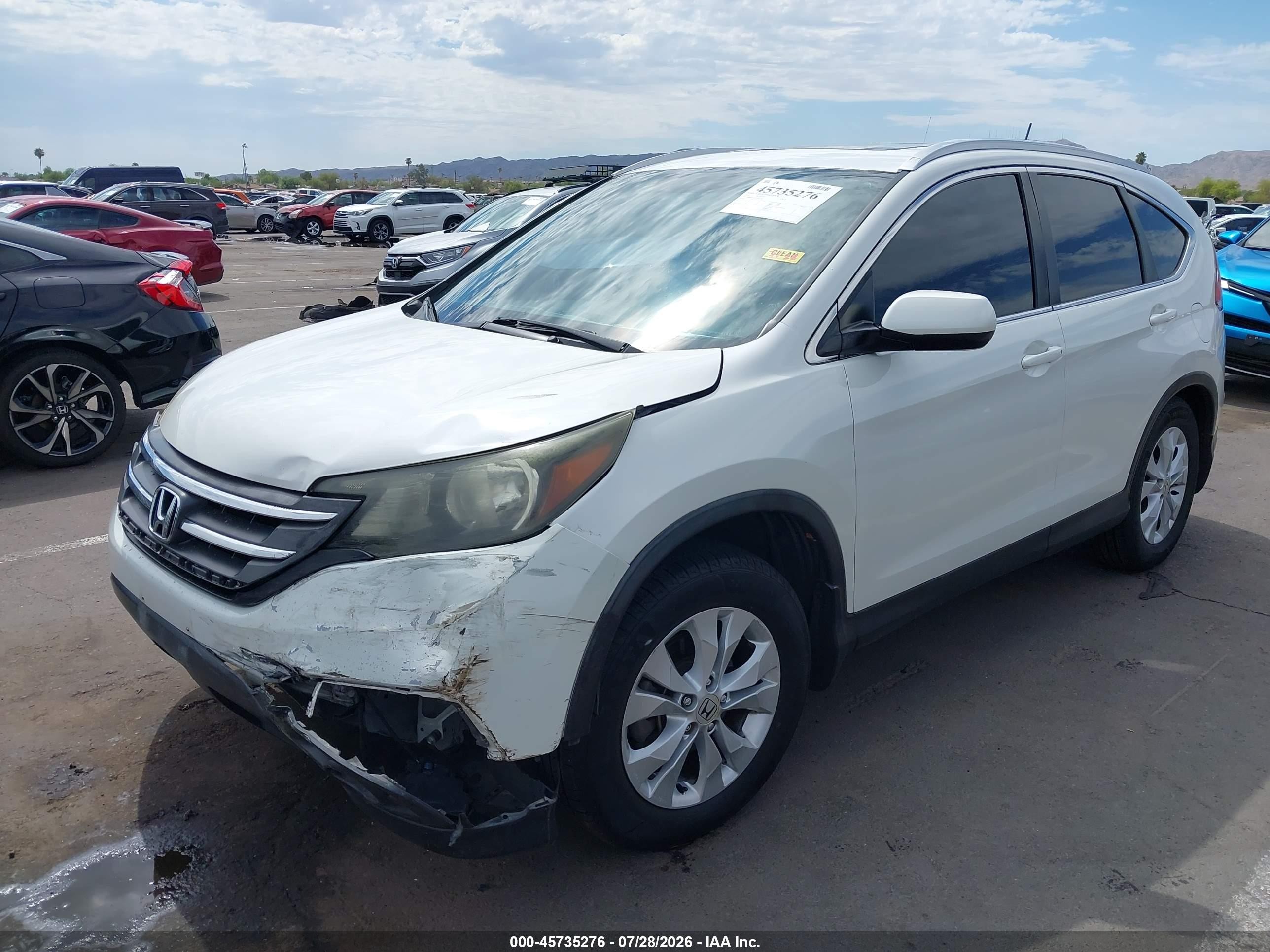 2014 Honda Cr-v Ex-l White vin: 5J6RM3H75EL025278
