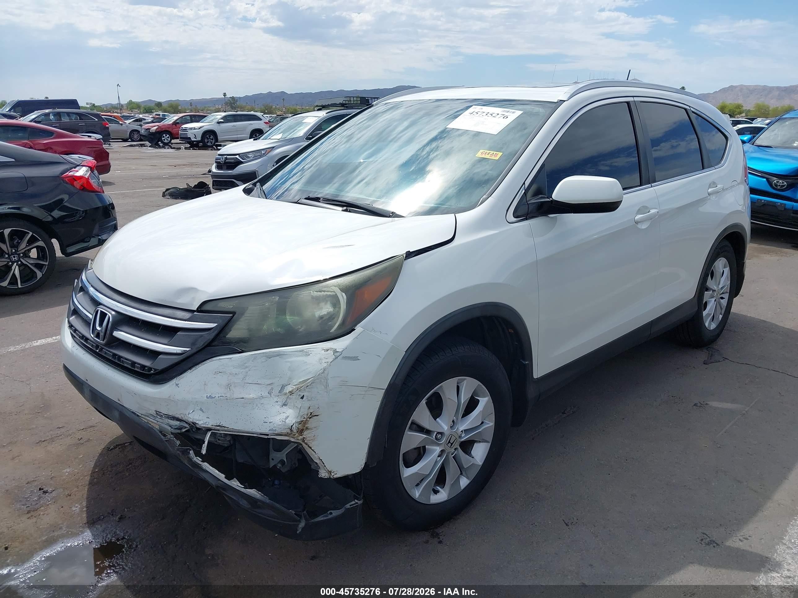 2014 Honda Cr-v Ex-l White vin: 5J6RM3H75EL025278