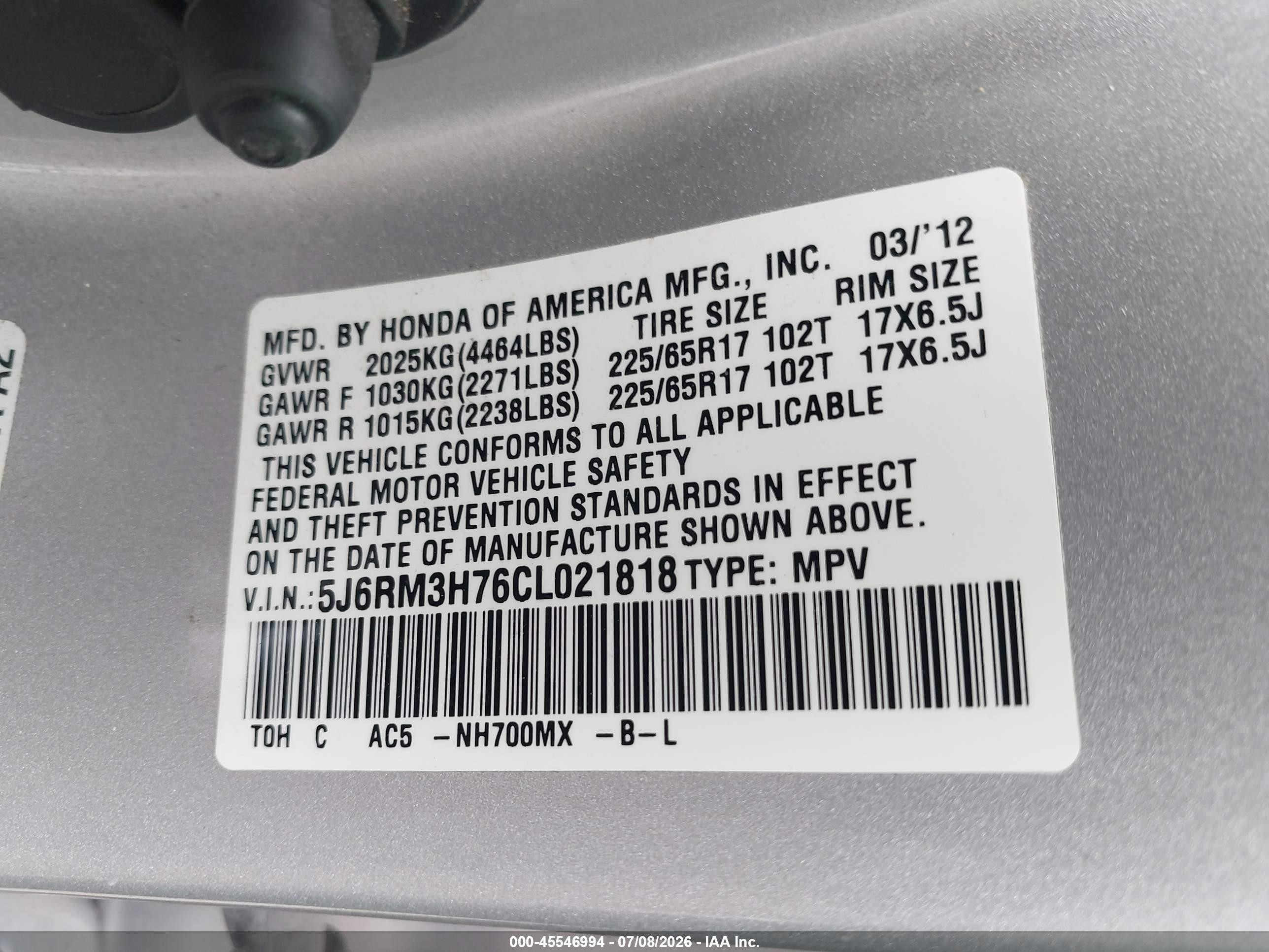 2012 Honda Cr-v Ex-l Silver vin: 5J6RM3H76CL021818