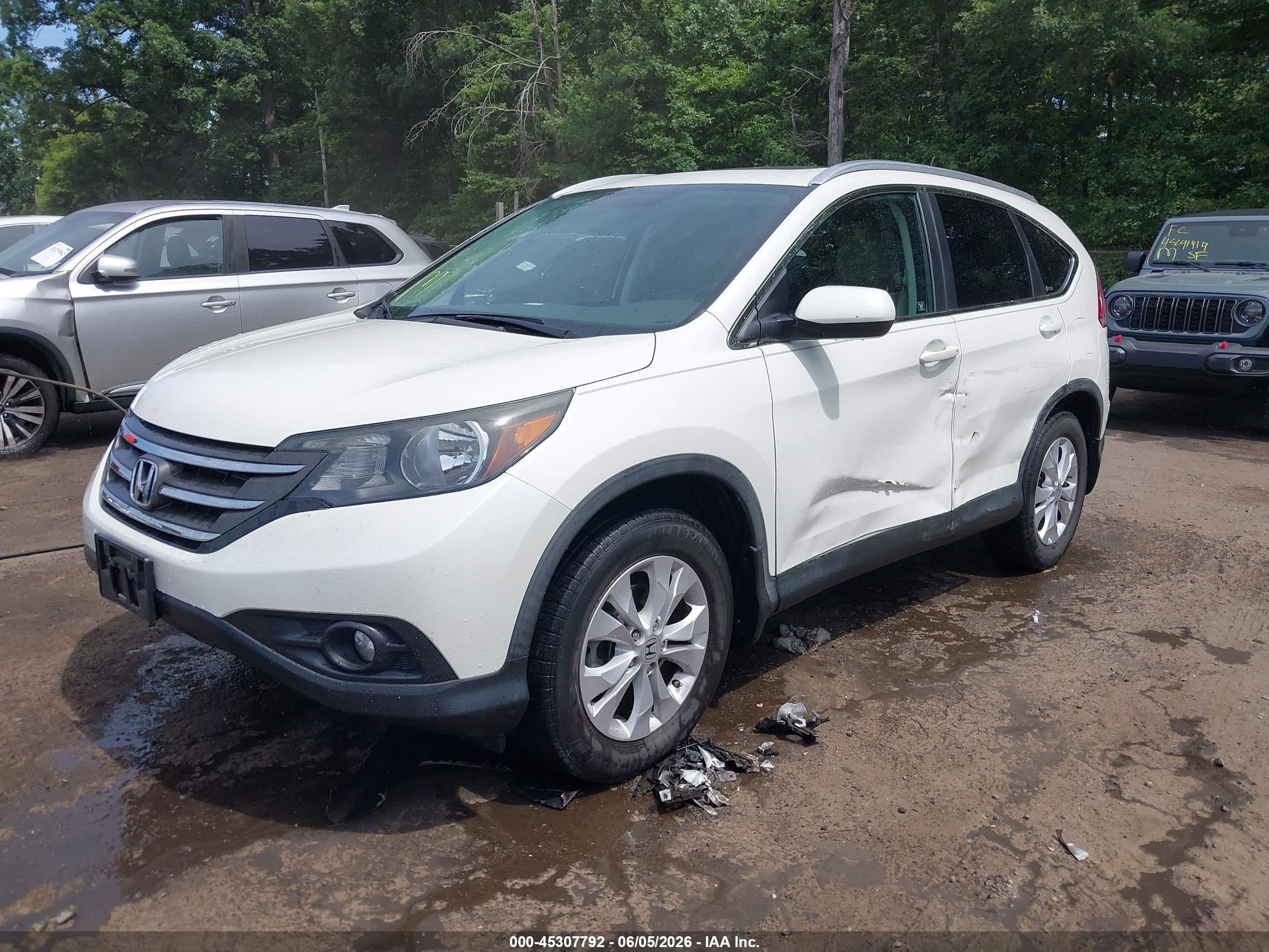 2012 Honda Cr-v Ex-l White vin: 5J6RM3H76CL043589