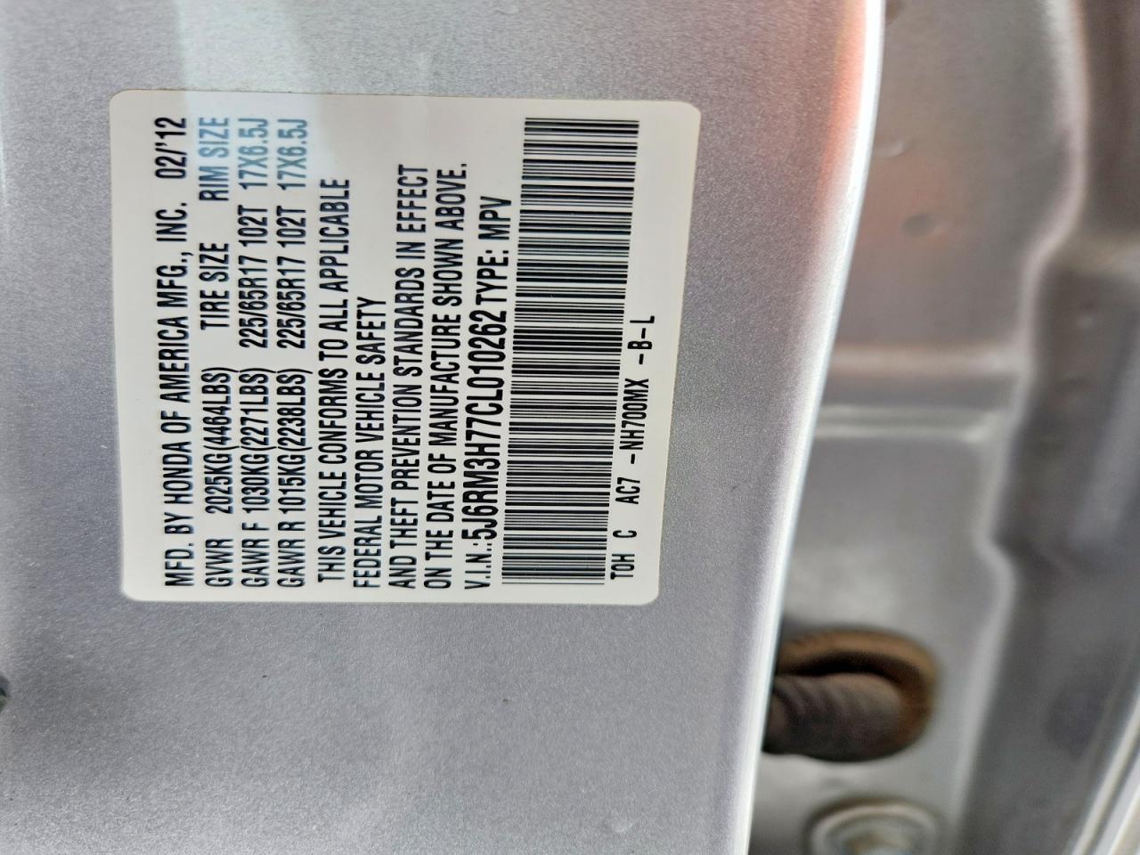 2012 Honda Cr-v Exl Silver vin: 5J6RM3H77CL010262