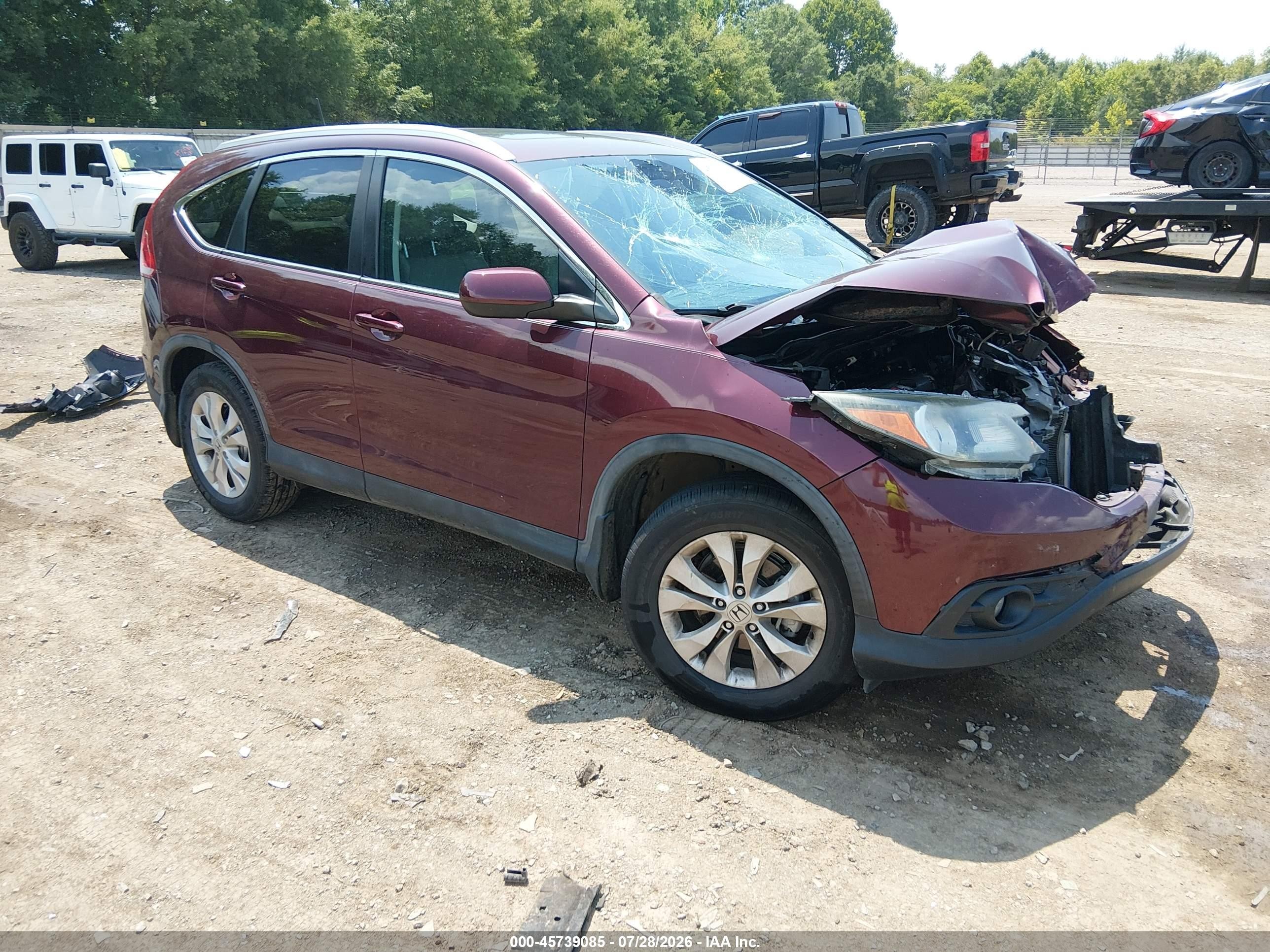2014 Honda Cr-v Ex-l Burgundy vin: 5J6RM3H77EL035861