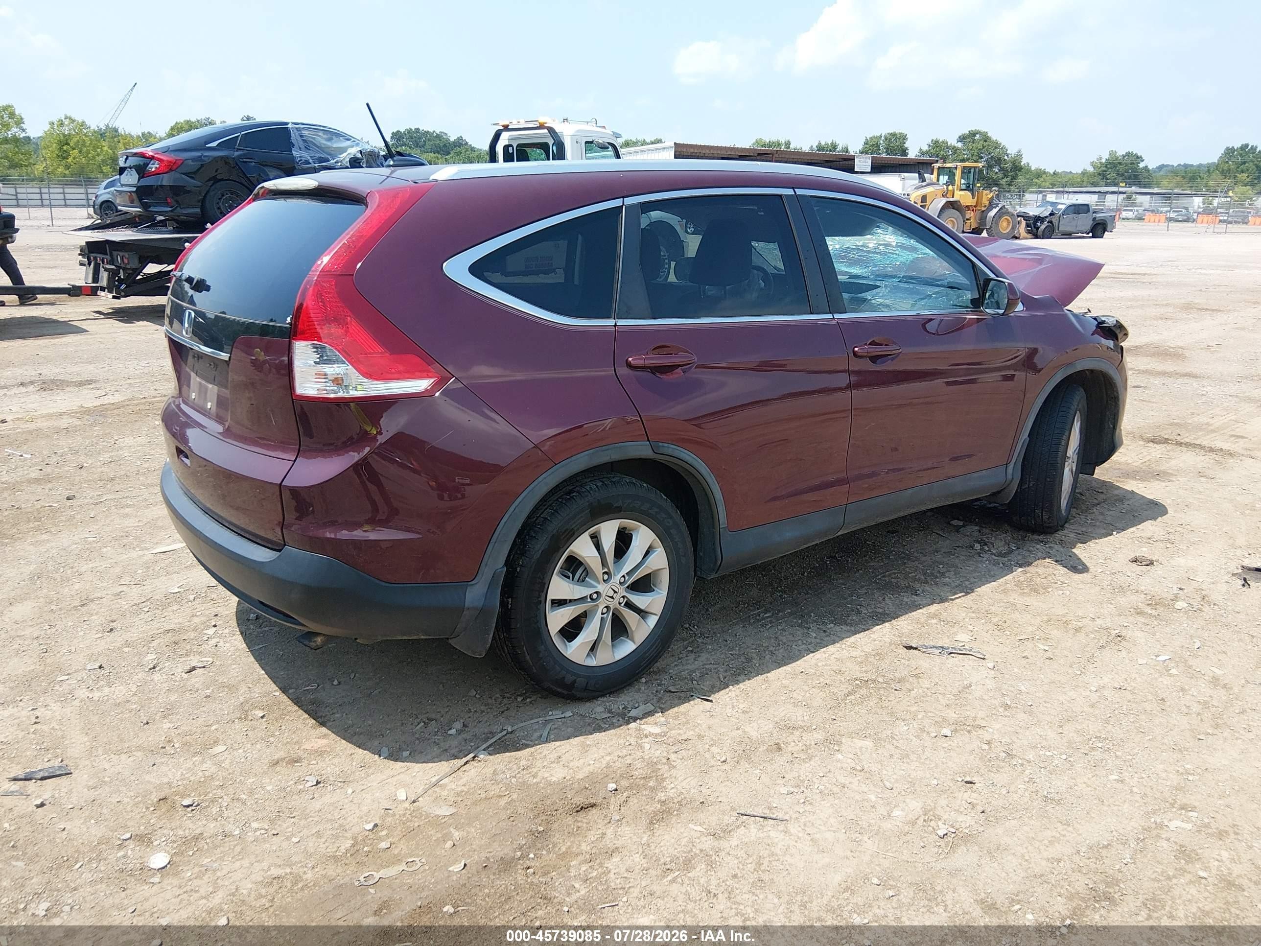 2014 Honda Cr-v Ex-l Burgundy vin: 5J6RM3H77EL035861