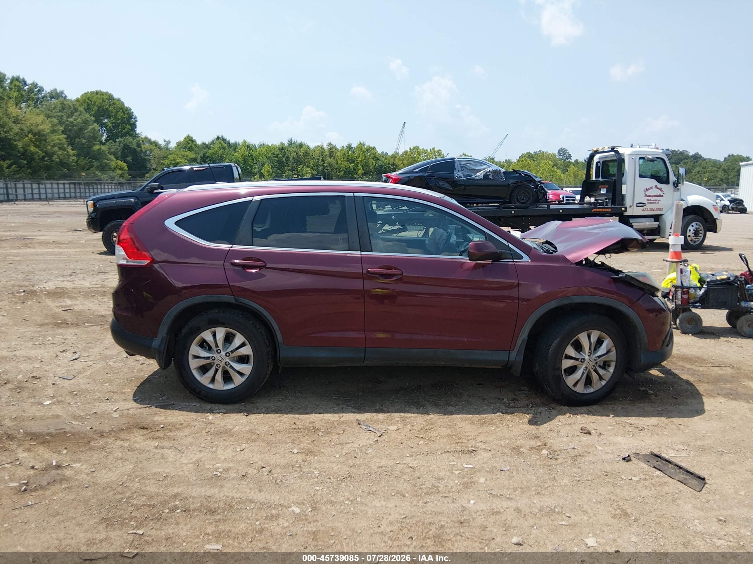 2014 Honda Cr-v Ex-l Burgundy vin: 5J6RM3H77EL035861