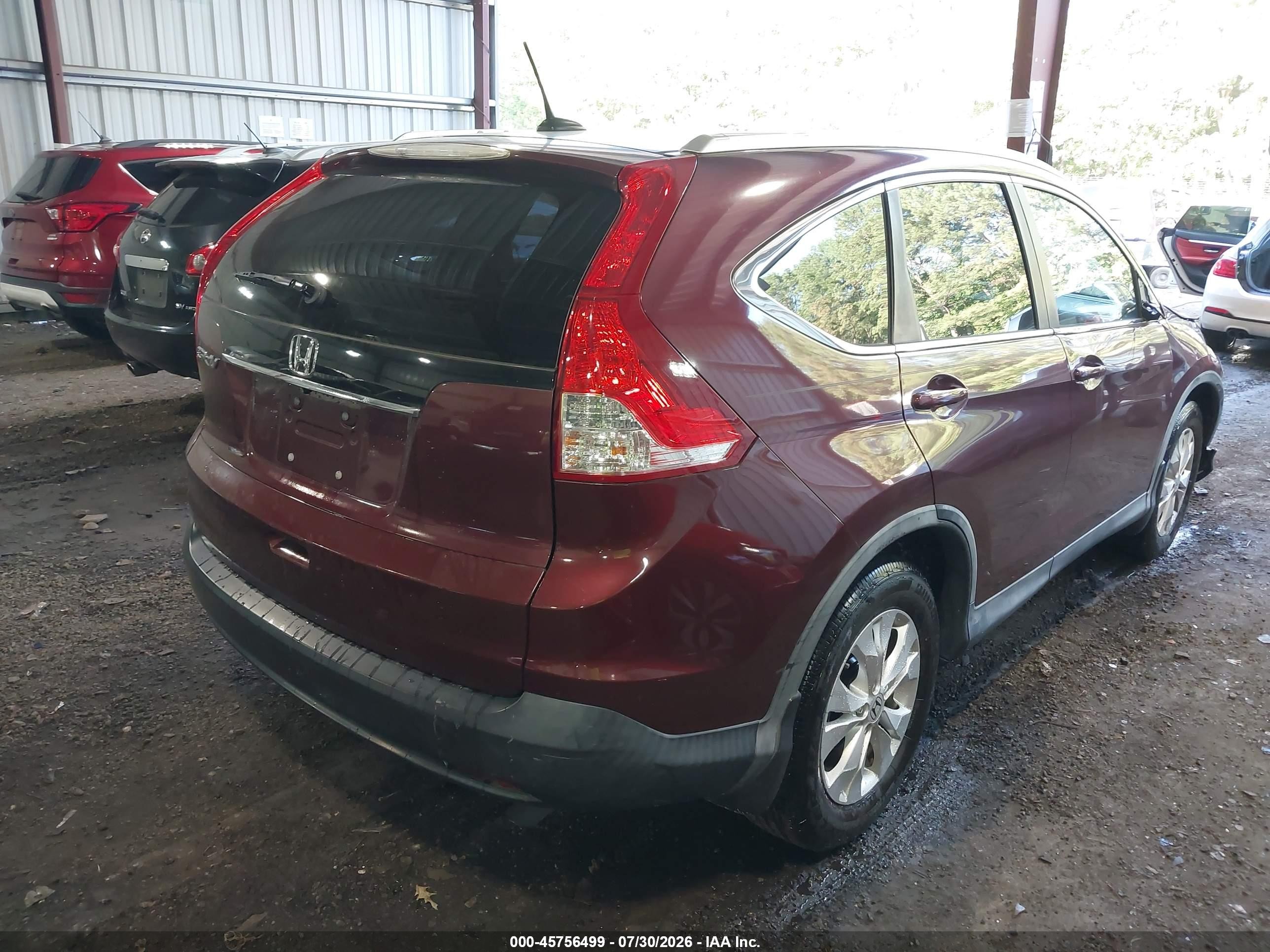 2014 Honda Cr-v Ex-l Бордовый vin: 5J6RM3H77EL039151