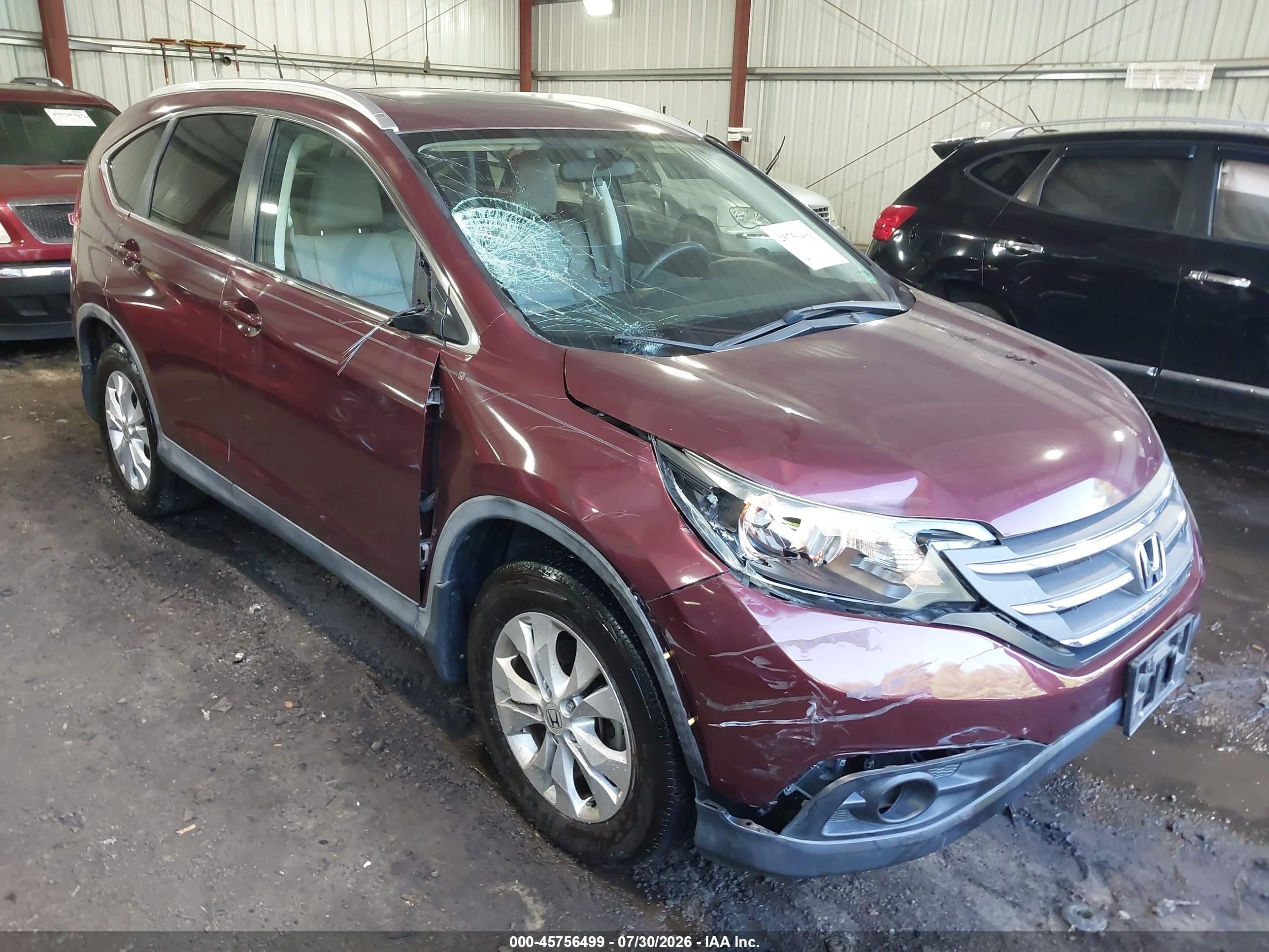 2014 Honda Cr-v Ex-l Бордовый vin: 5J6RM3H77EL039151