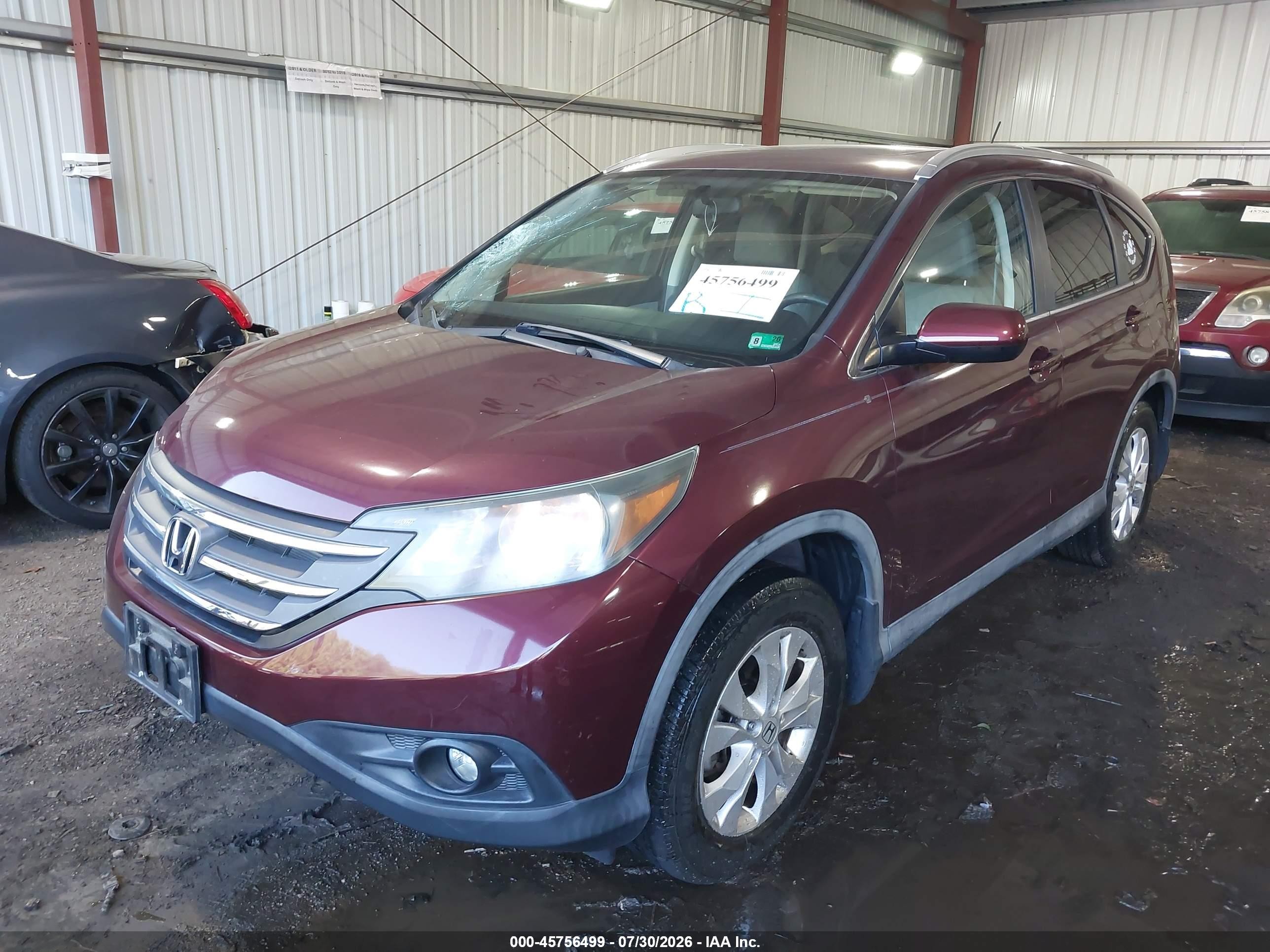 2014 Honda Cr-v Ex-l Бордовый vin: 5J6RM3H77EL039151