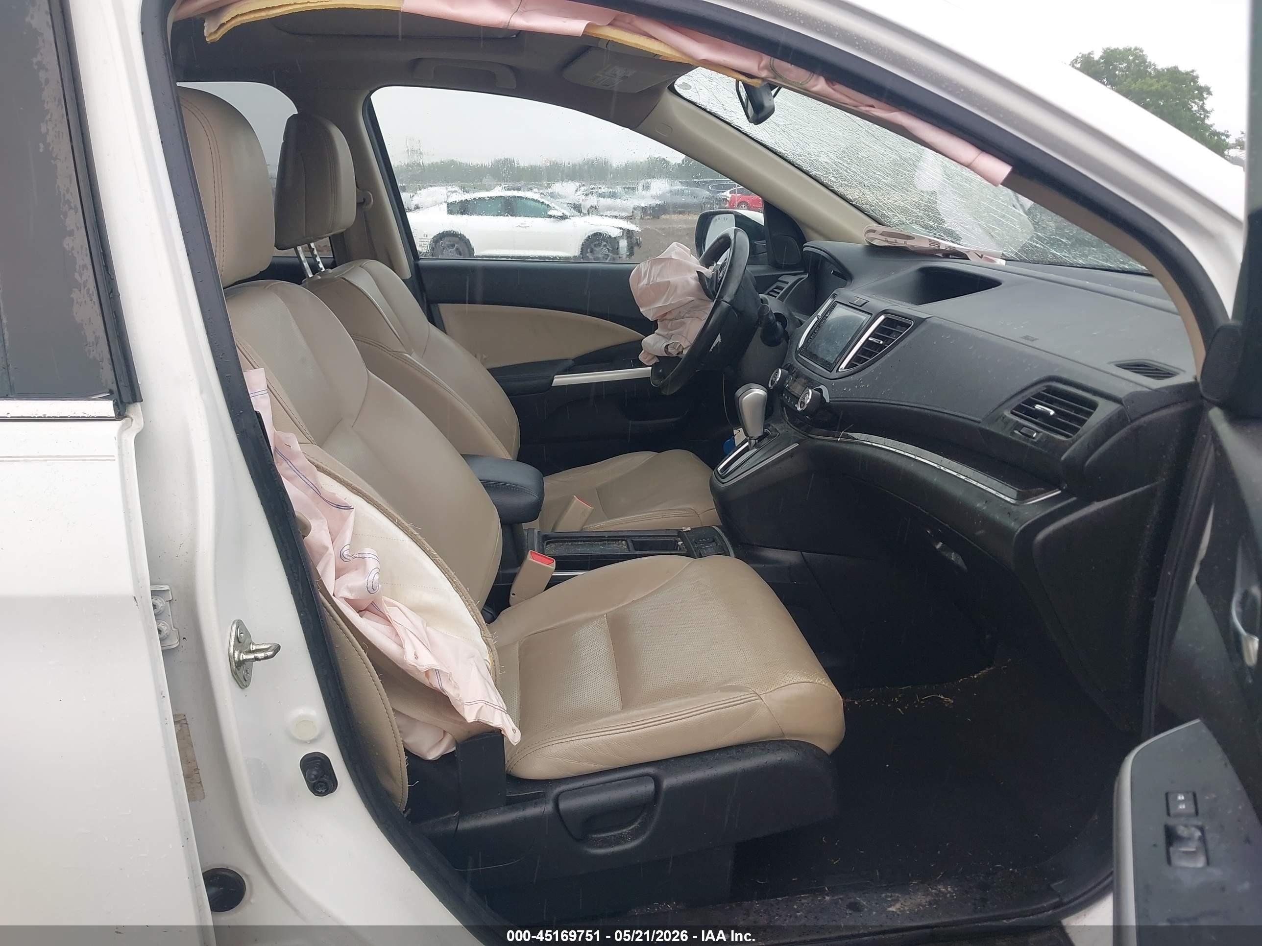 2015 Honda Cr-v Ex-l White vin: 5J6RM3H77FL004756