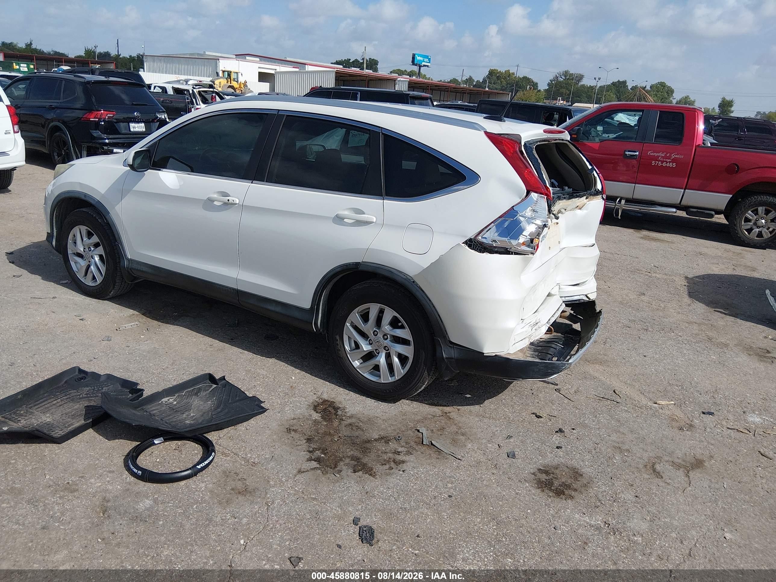 2015 Honda Cr-v Ex-l White vin: 5J6RM3H77FL011271
