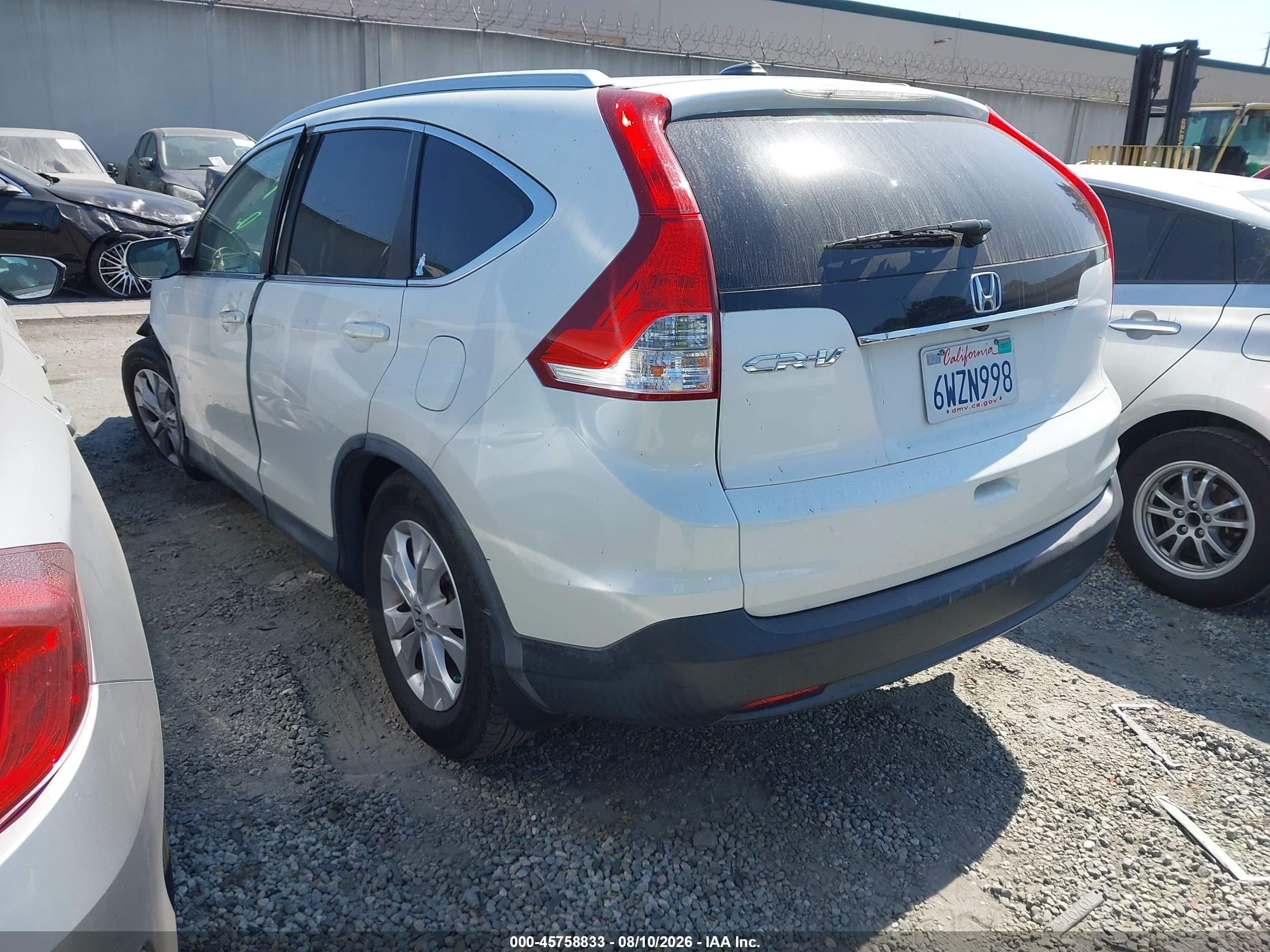 2012 Honda Cr-v Ex-l White vin: 5J6RM3H78CL041682