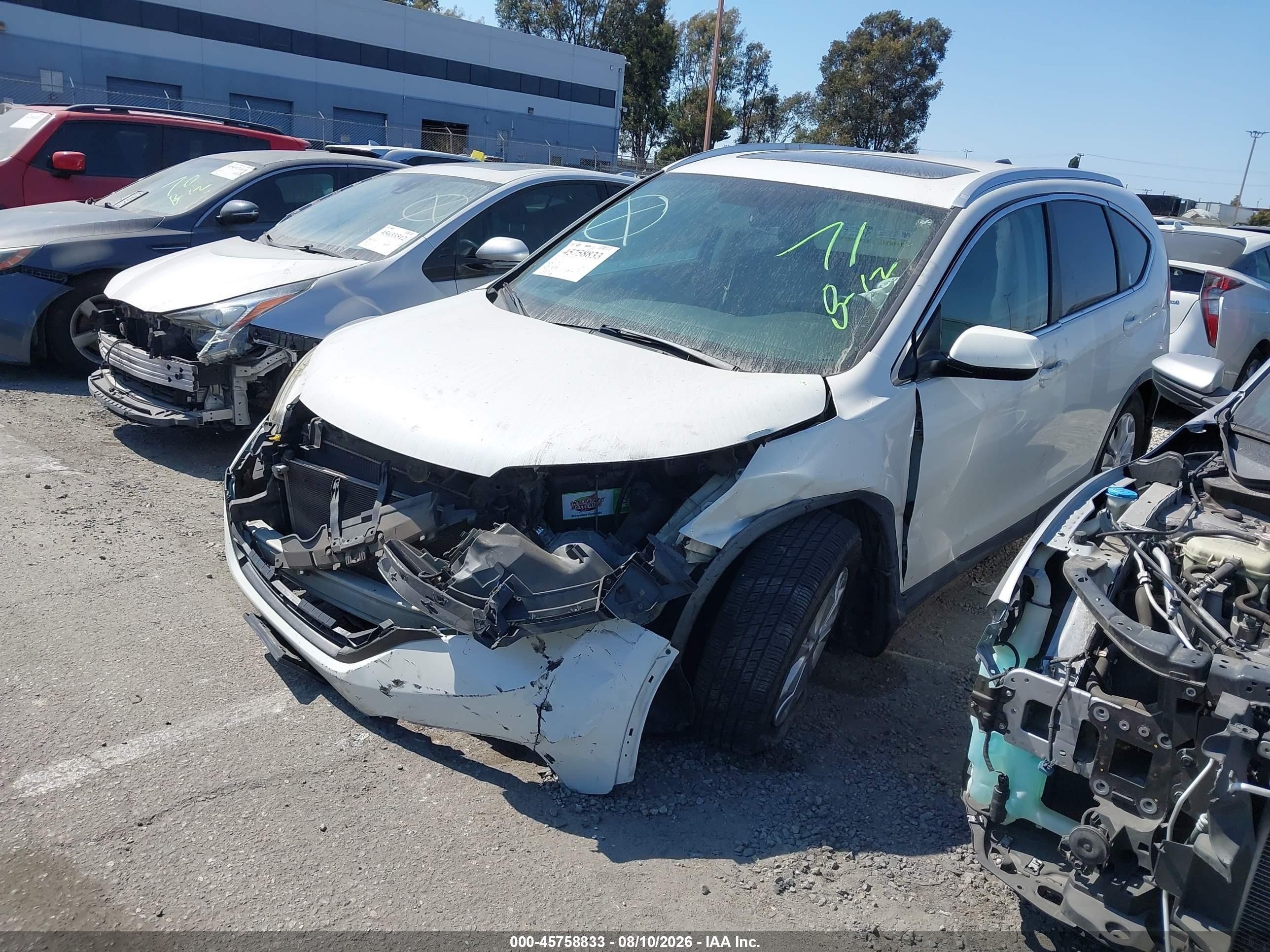 2012 Honda Cr-v Ex-l White vin: 5J6RM3H78CL041682