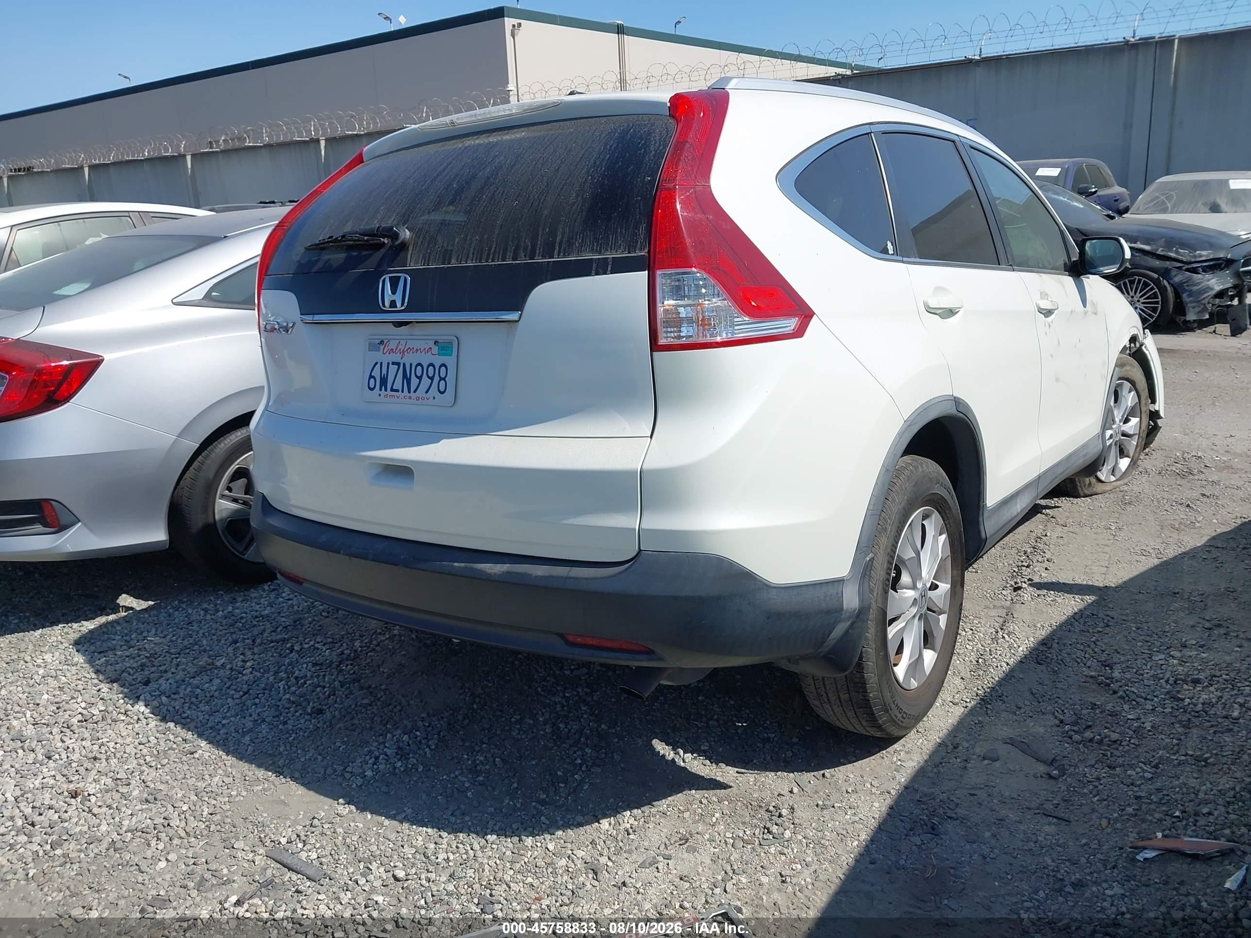 2012 Honda Cr-v Ex-l White vin: 5J6RM3H78CL041682