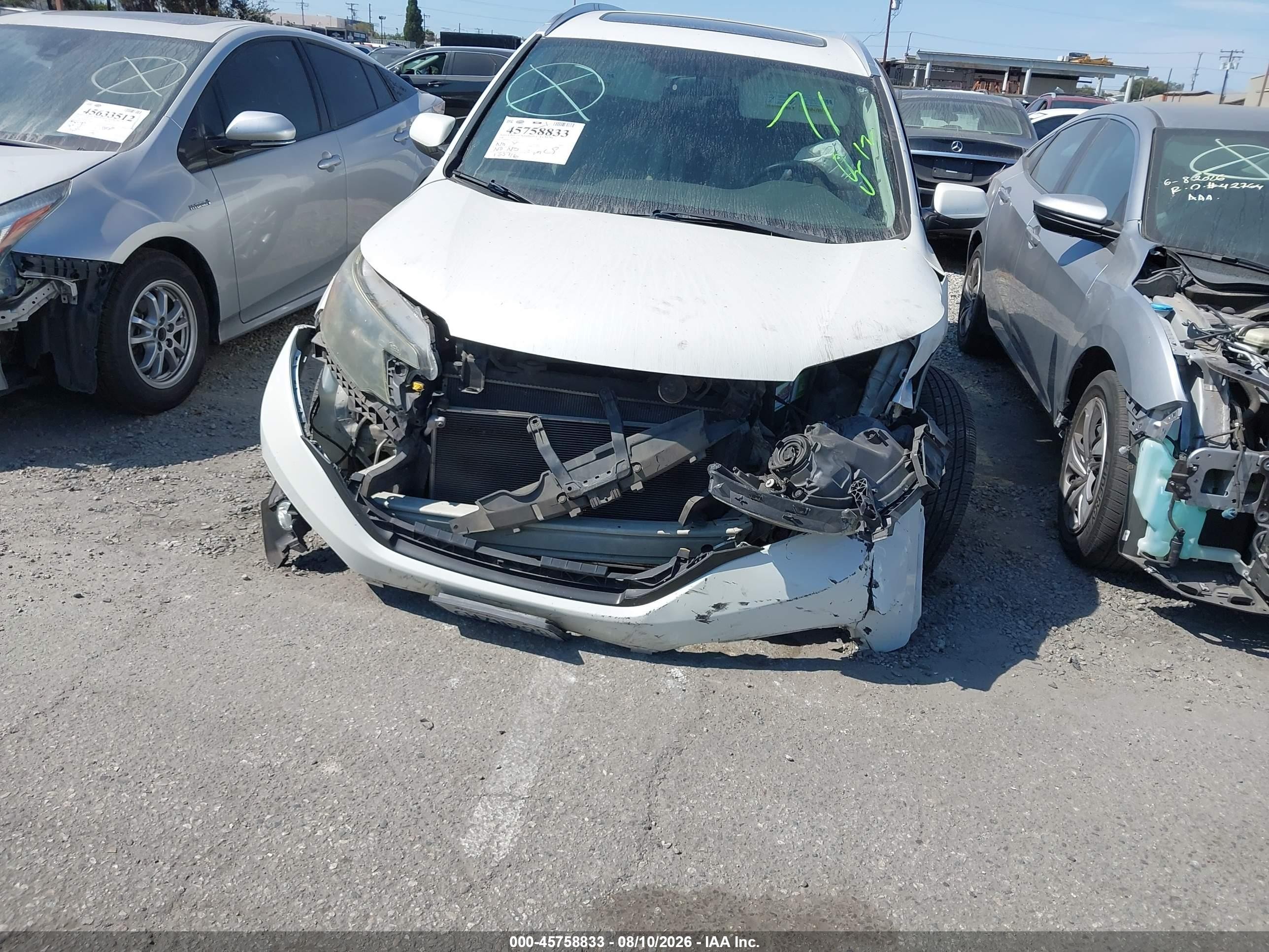 2012 Honda Cr-v Ex-l White vin: 5J6RM3H78CL041682