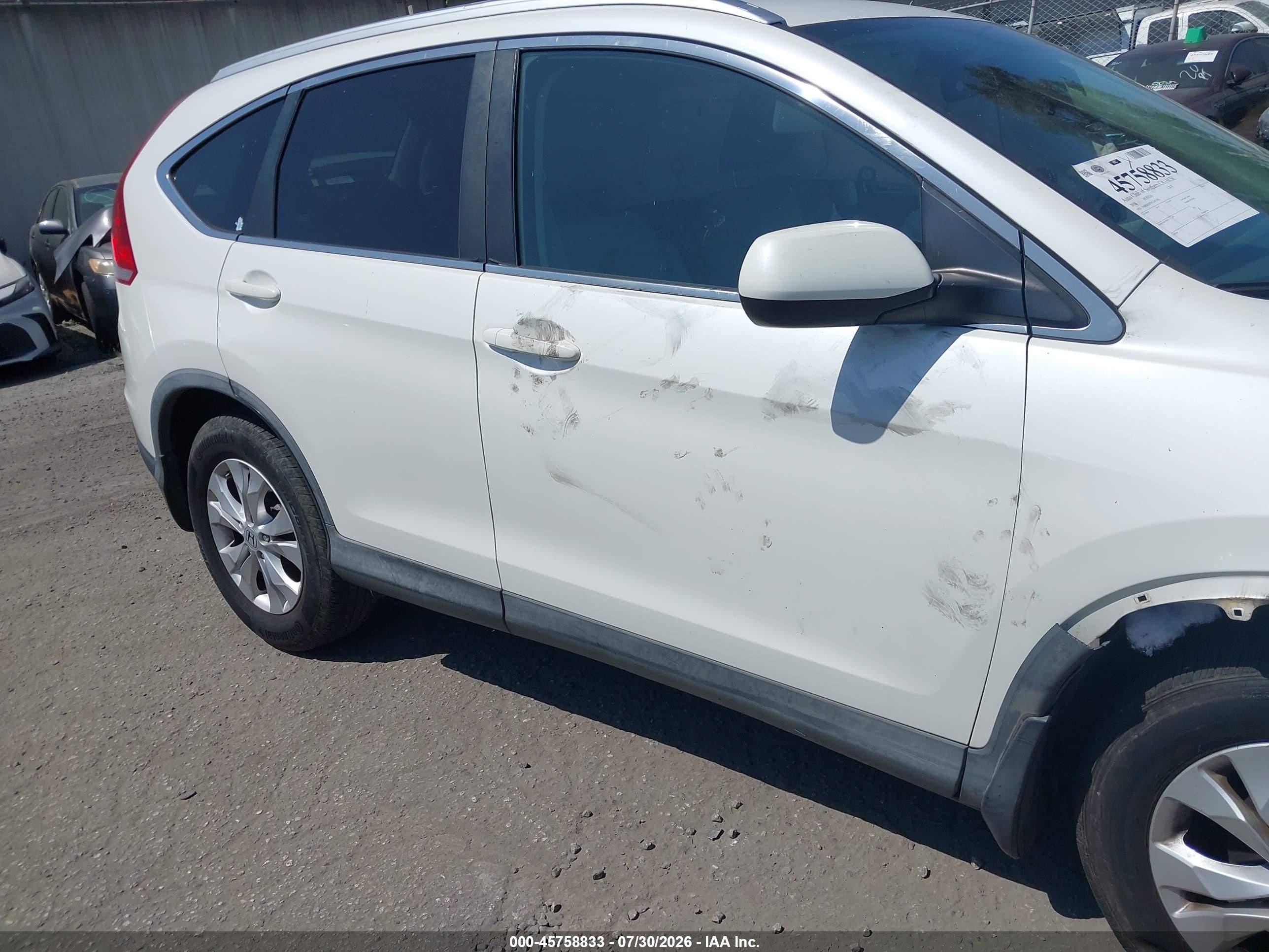 2012 Honda Cr-v Ex-l White vin: 5J6RM3H78CL041682