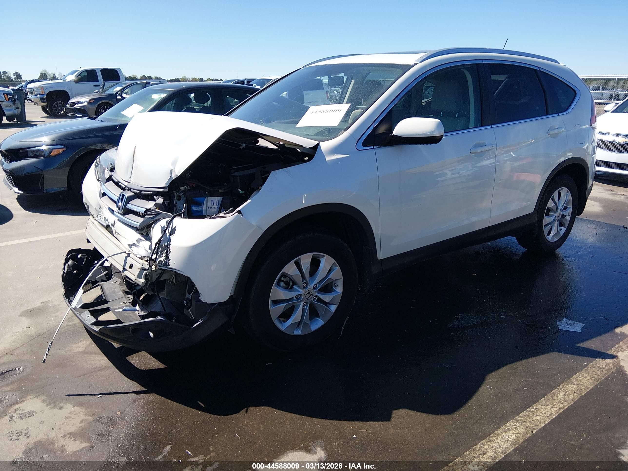 2013 Honda Cr-v Ex-l White vin: 5J6RM3H78DL001412