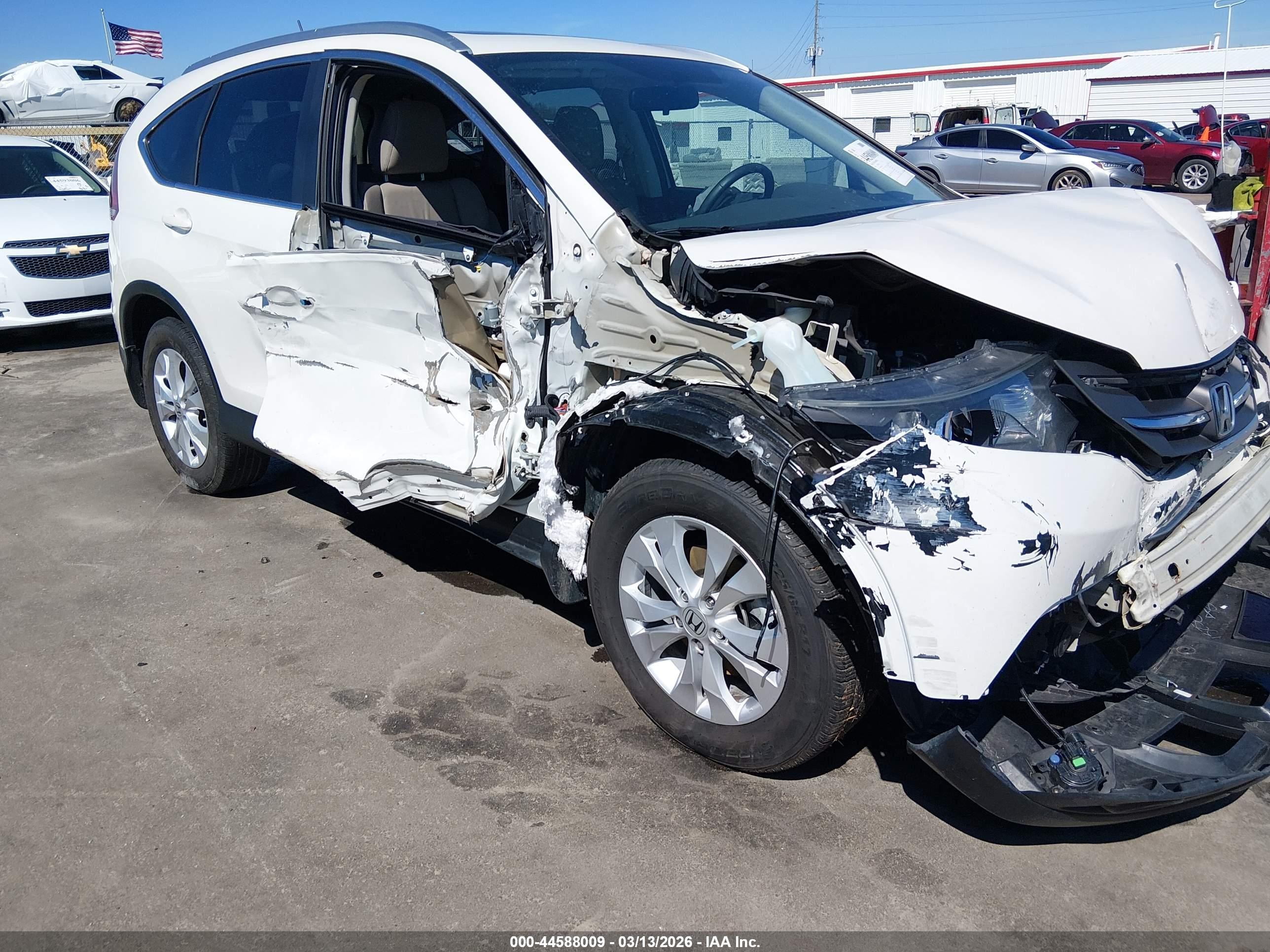 2013 Honda Cr-v Ex-l White vin: 5J6RM3H78DL001412