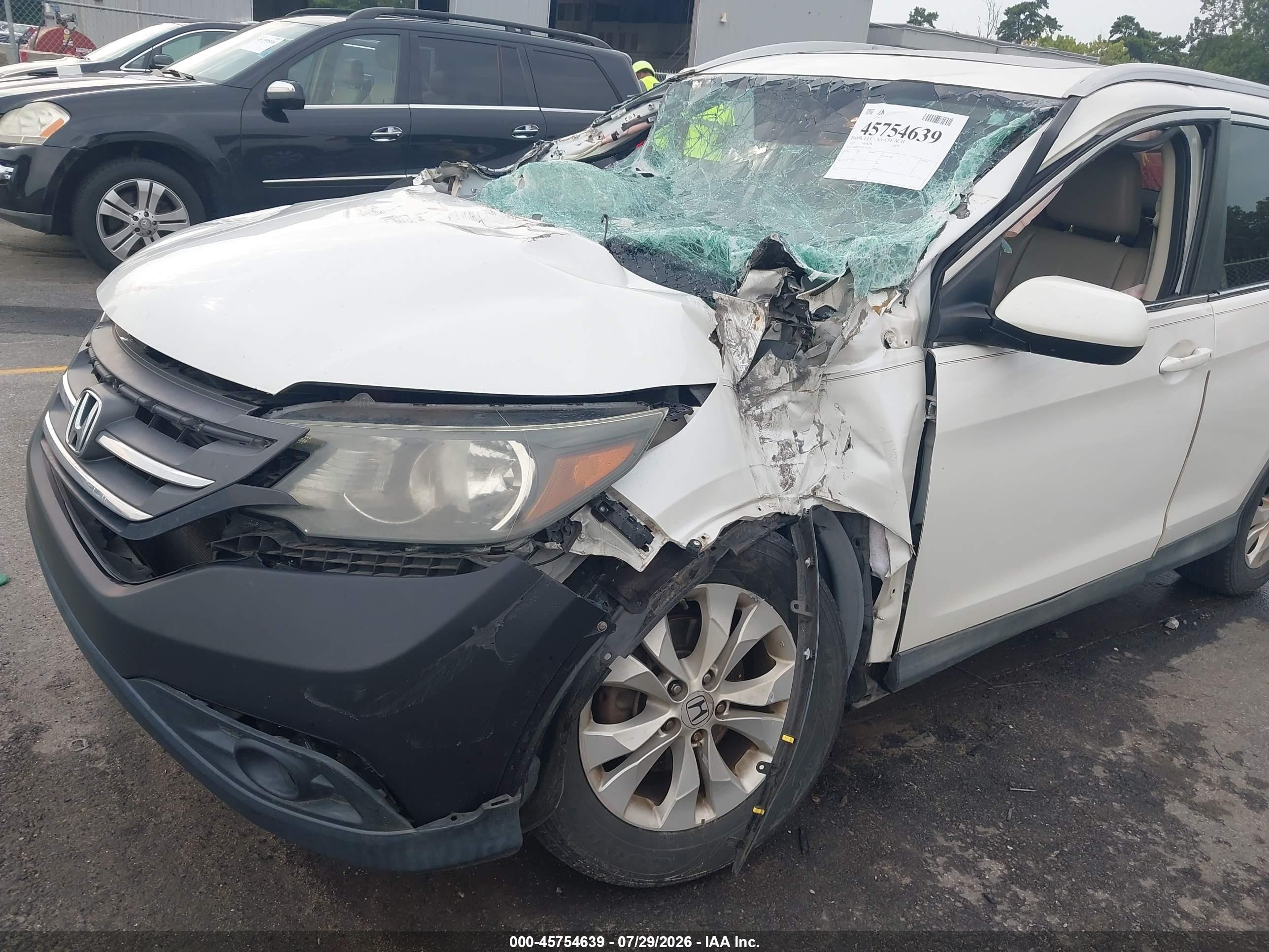 2013 Honda Cr-v Ex-l White vin: 5J6RM3H78DL043059