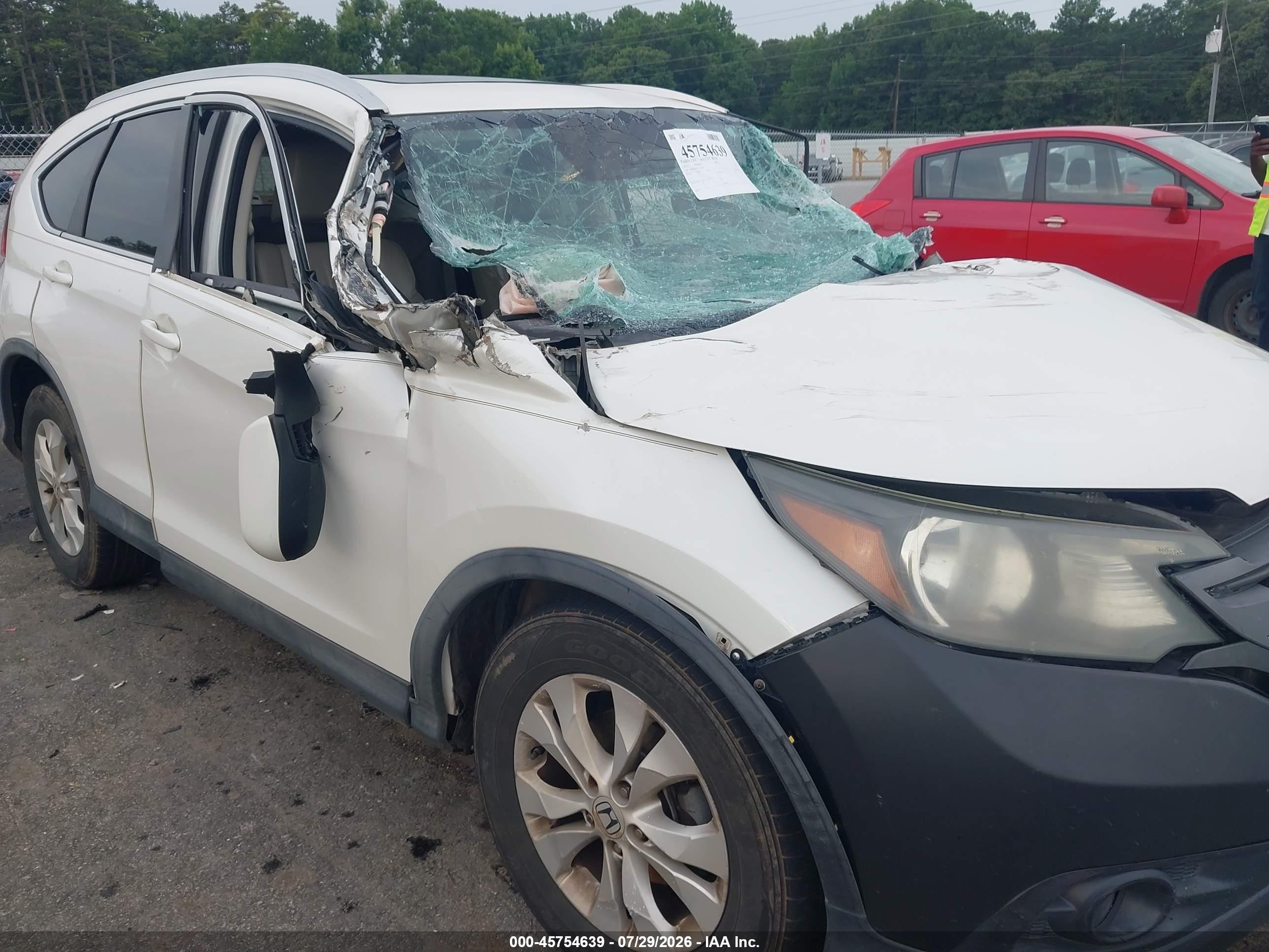 2013 Honda Cr-v Ex-l White vin: 5J6RM3H78DL043059