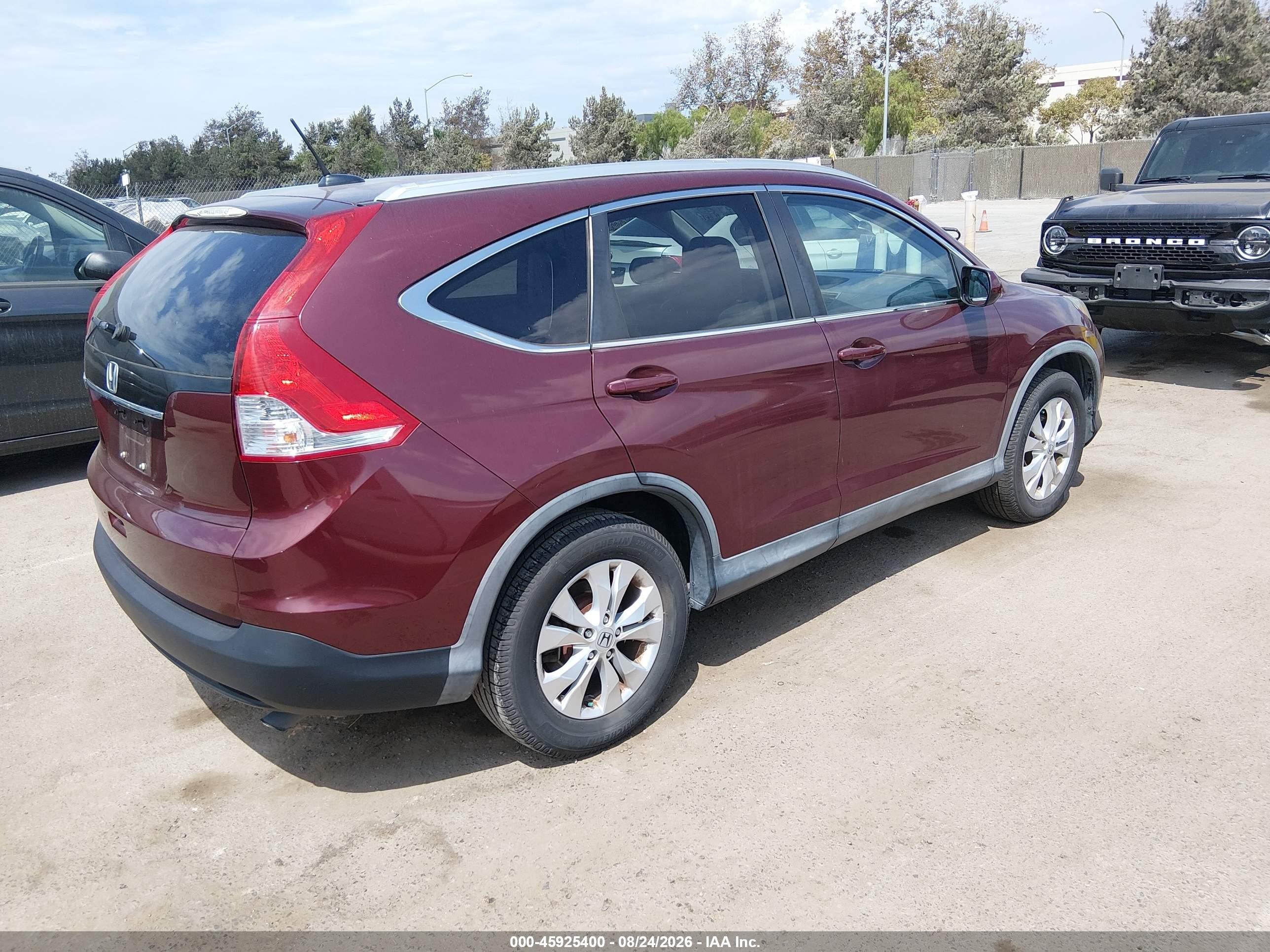 2014 Honda Cr-v Ex-l Maroon vin: 5J6RM3H78EL043189