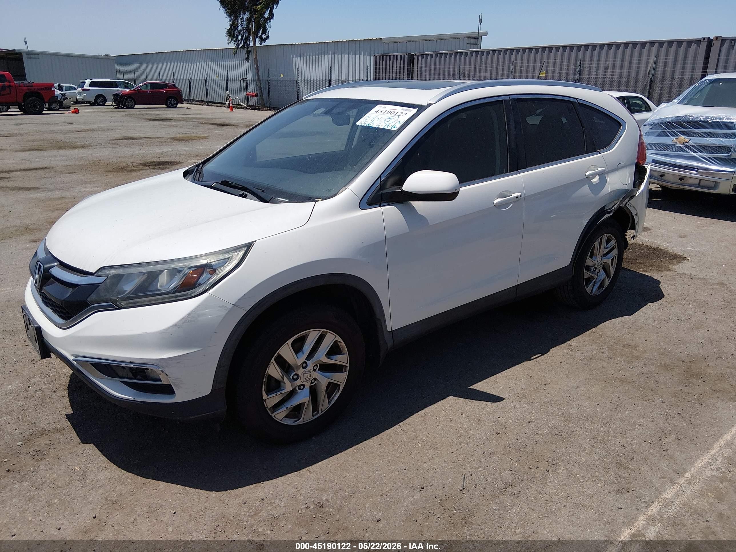 2015 Honda Cr-v Ex-l White vin: 5J6RM3H78FL008136
