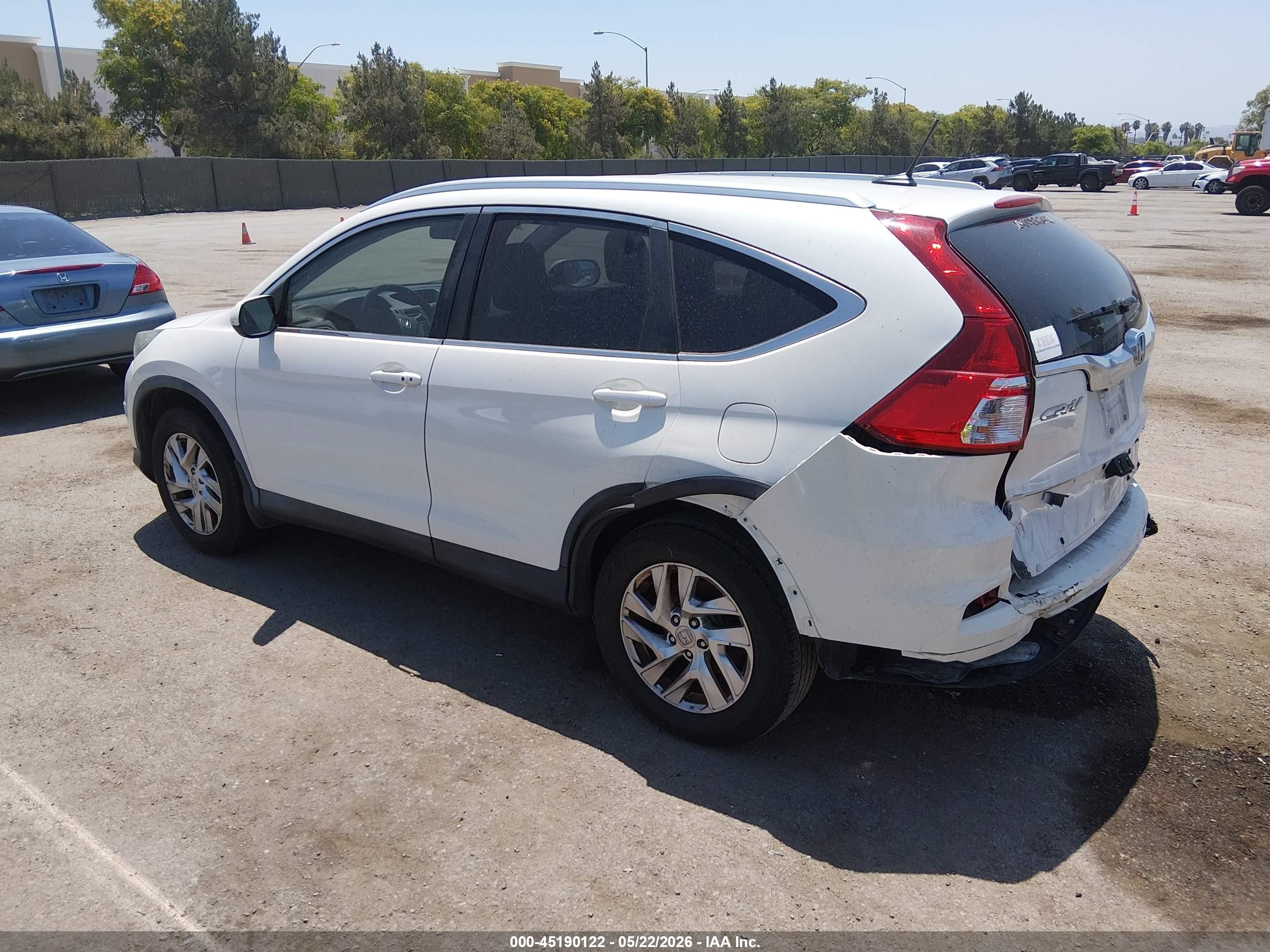 2015 Honda Cr-v Ex-l White vin: 5J6RM3H78FL008136