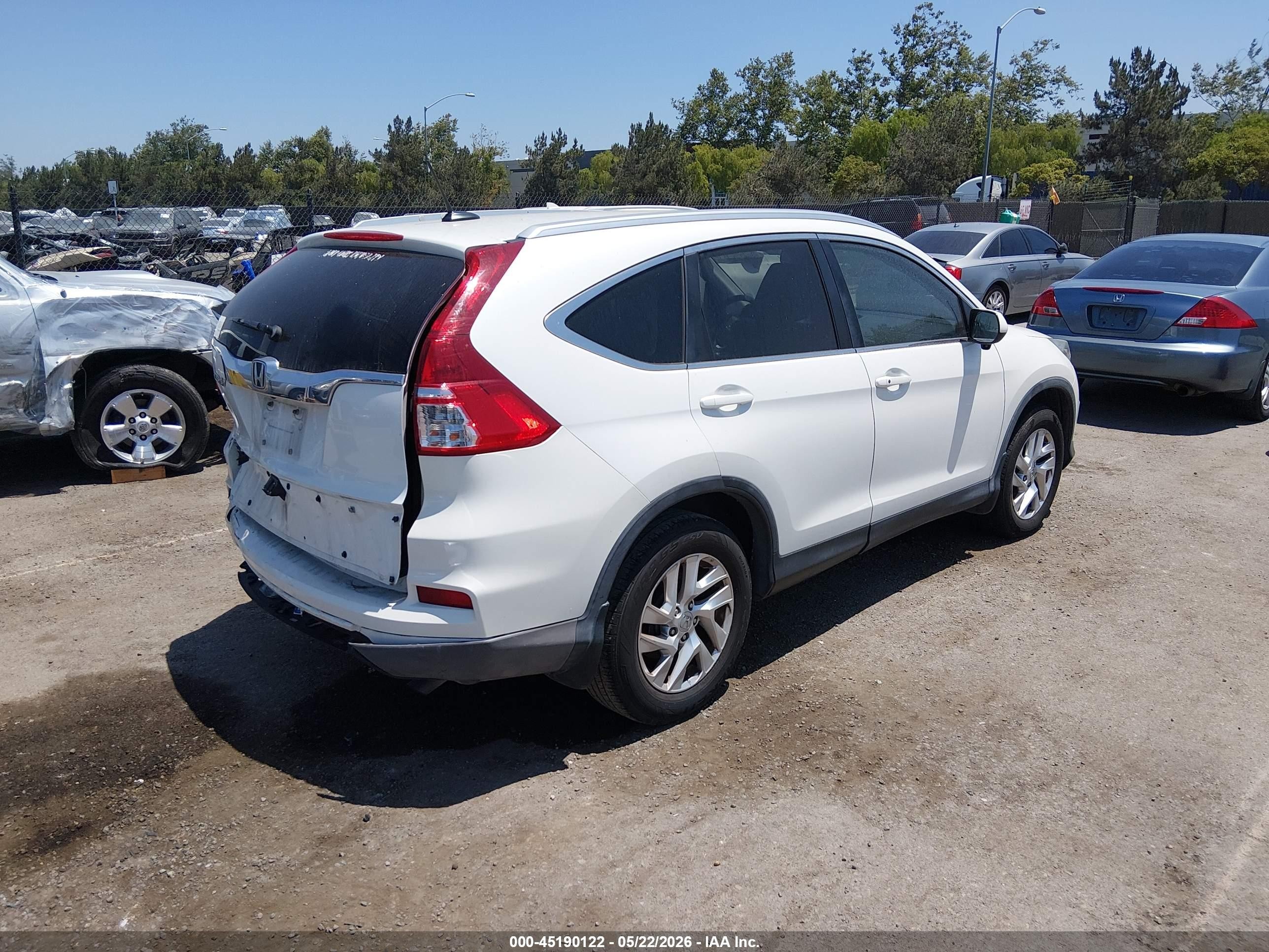 2015 Honda Cr-v Ex-l White vin: 5J6RM3H78FL008136