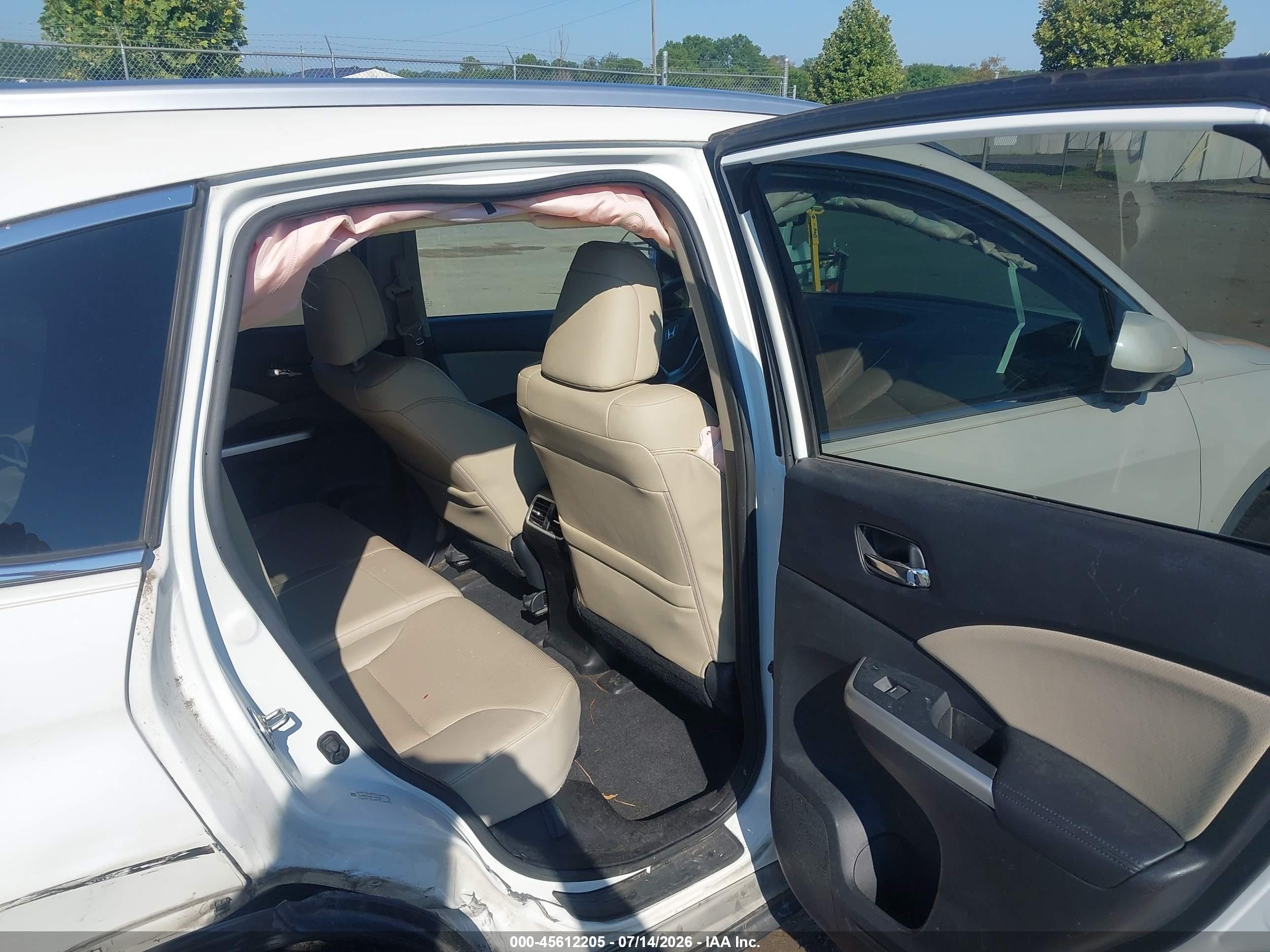 2015 Honda Cr-v Ex-l White vin: 5J6RM3H78FL010369