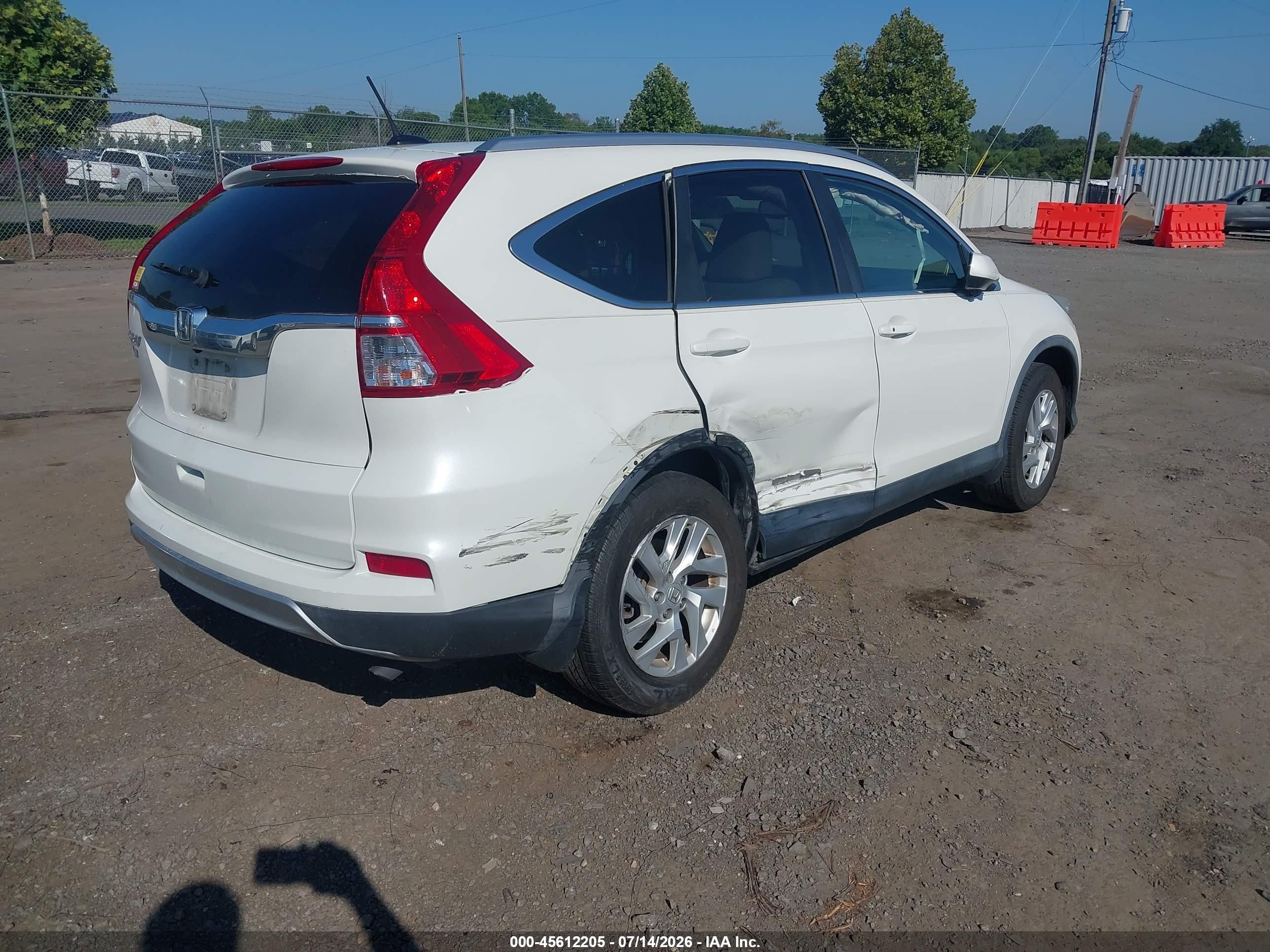 2015 Honda Cr-v Ex-l White vin: 5J6RM3H78FL010369