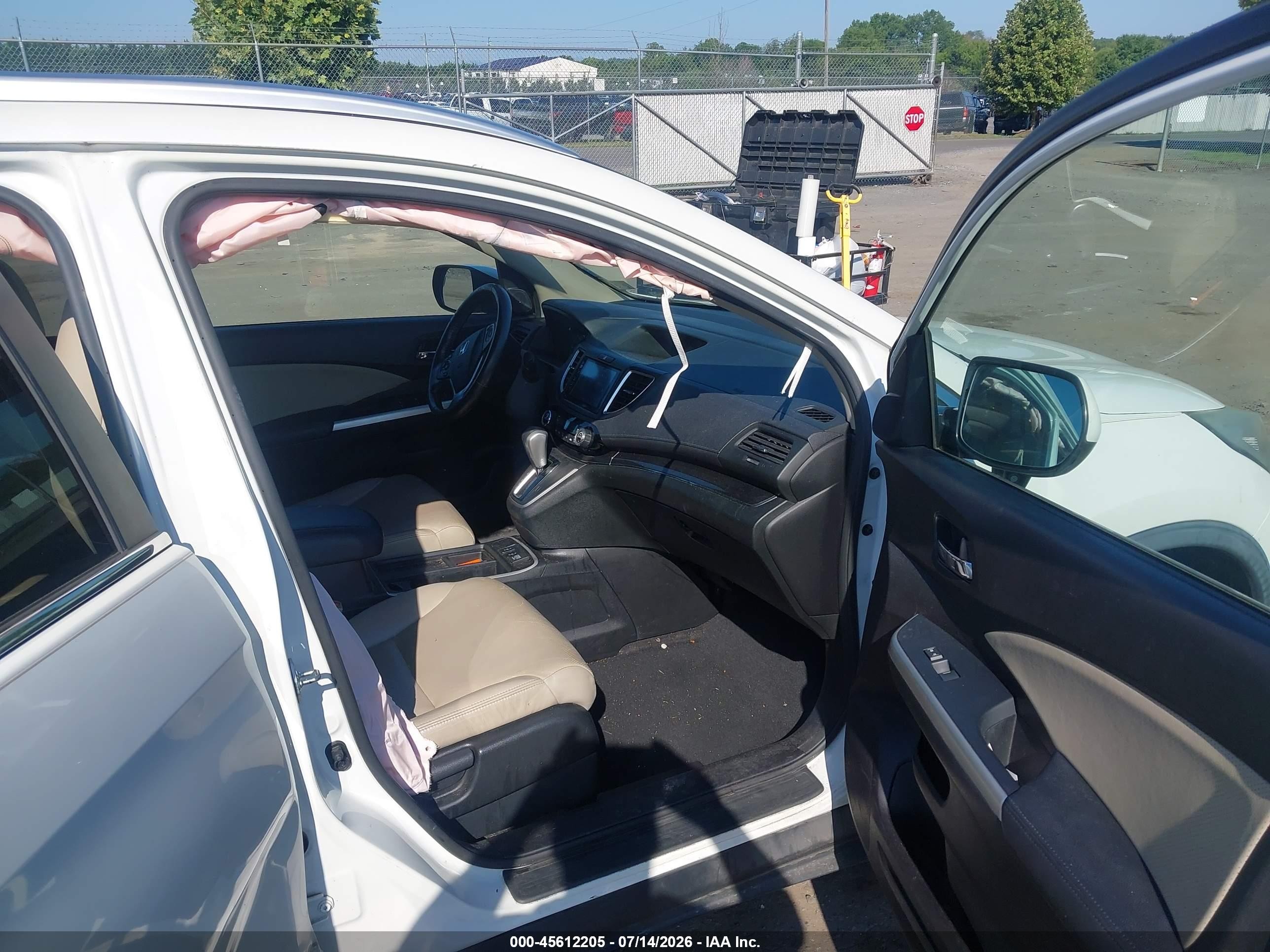 2015 Honda Cr-v Ex-l White vin: 5J6RM3H78FL010369