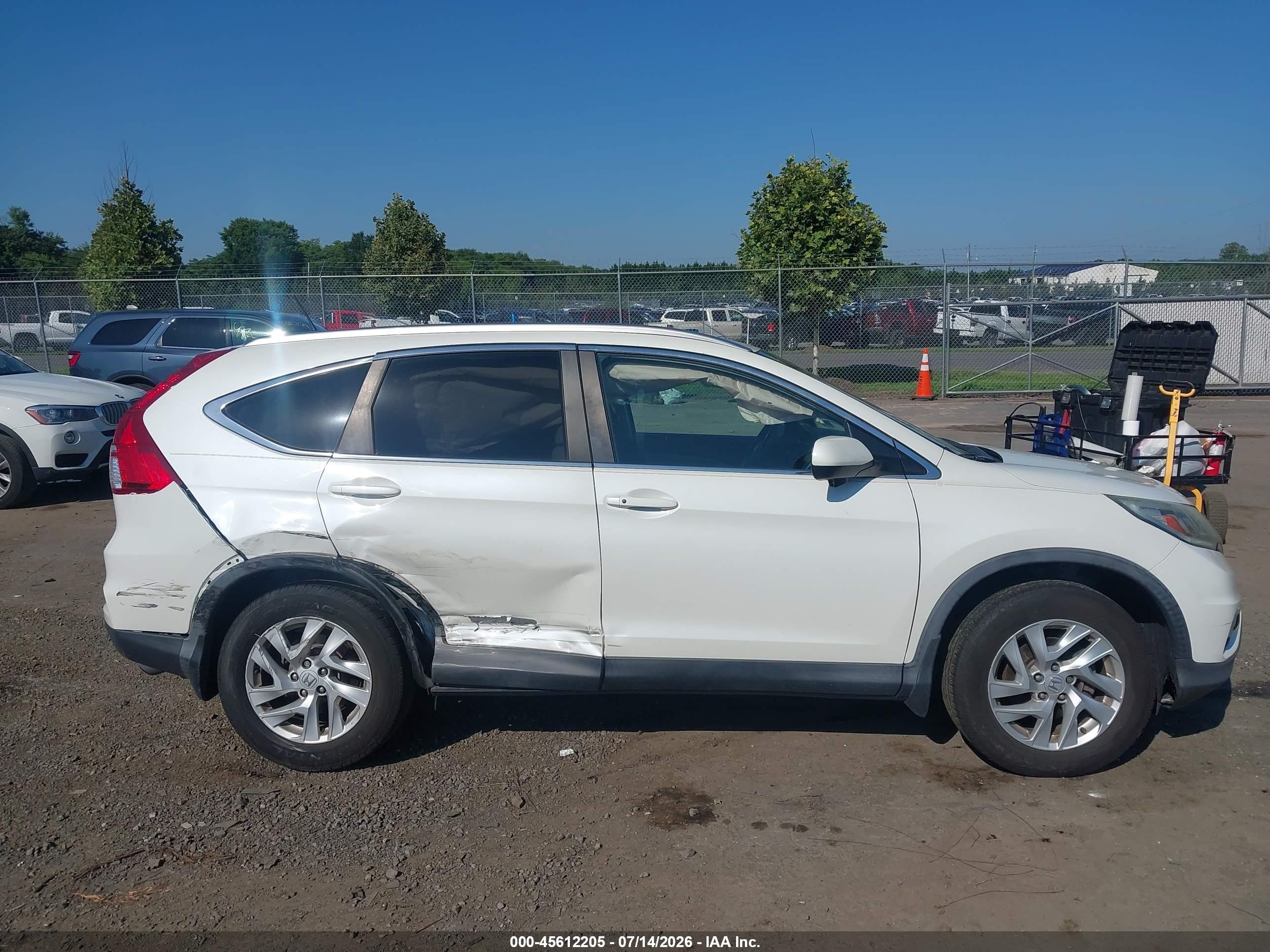 2015 Honda Cr-v Ex-l White vin: 5J6RM3H78FL010369
