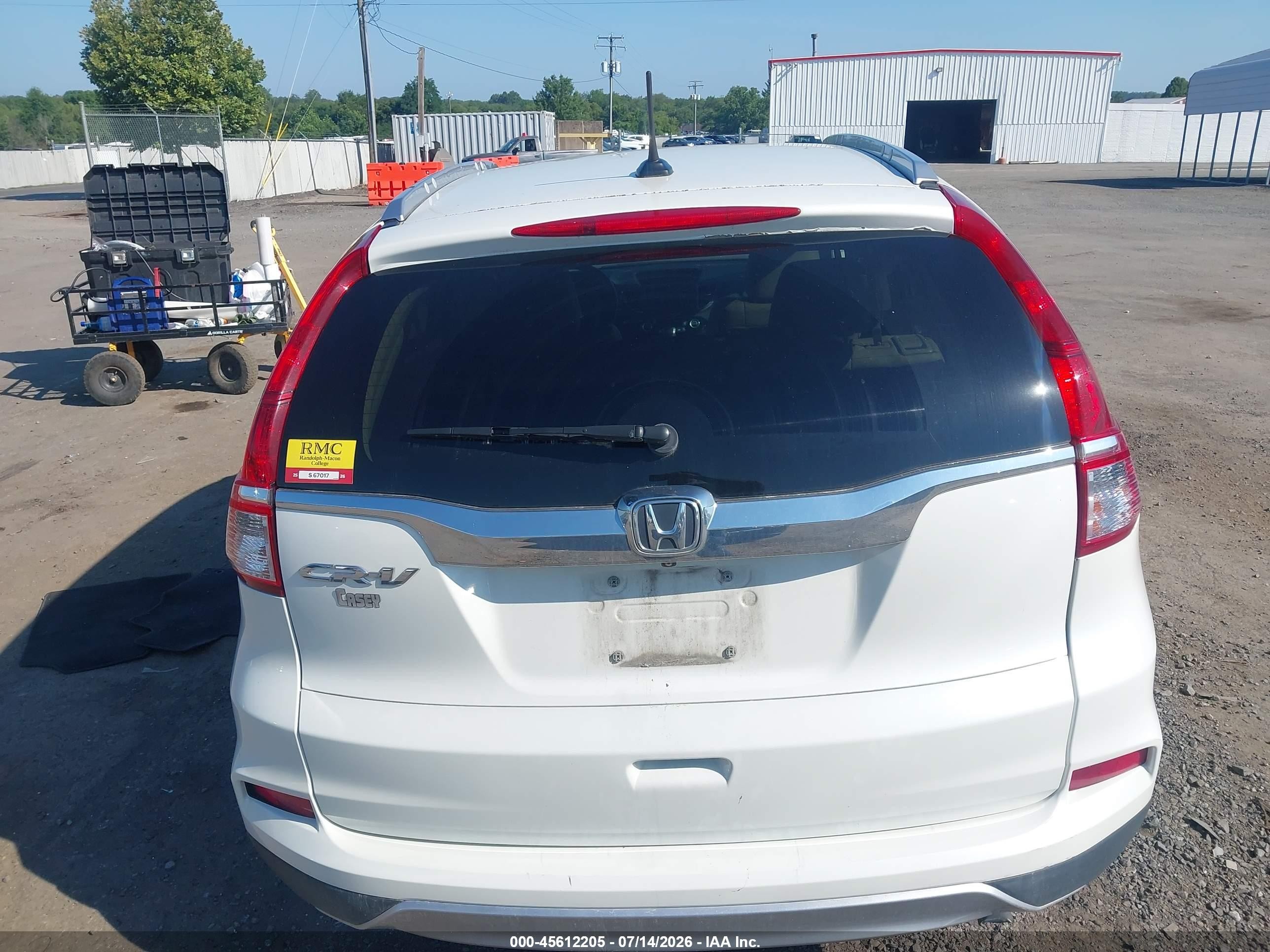 2015 Honda Cr-v Ex-l White vin: 5J6RM3H78FL010369
