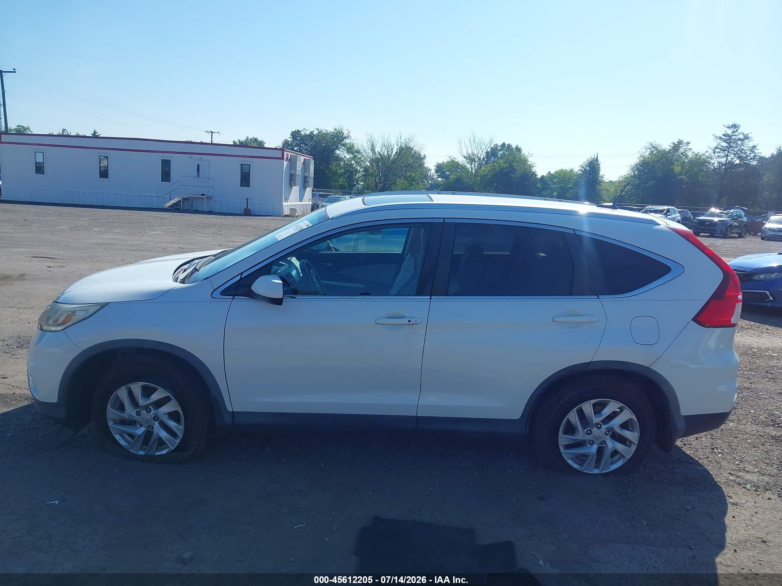 2015 Honda Cr-v Ex-l White vin: 5J6RM3H78FL010369
