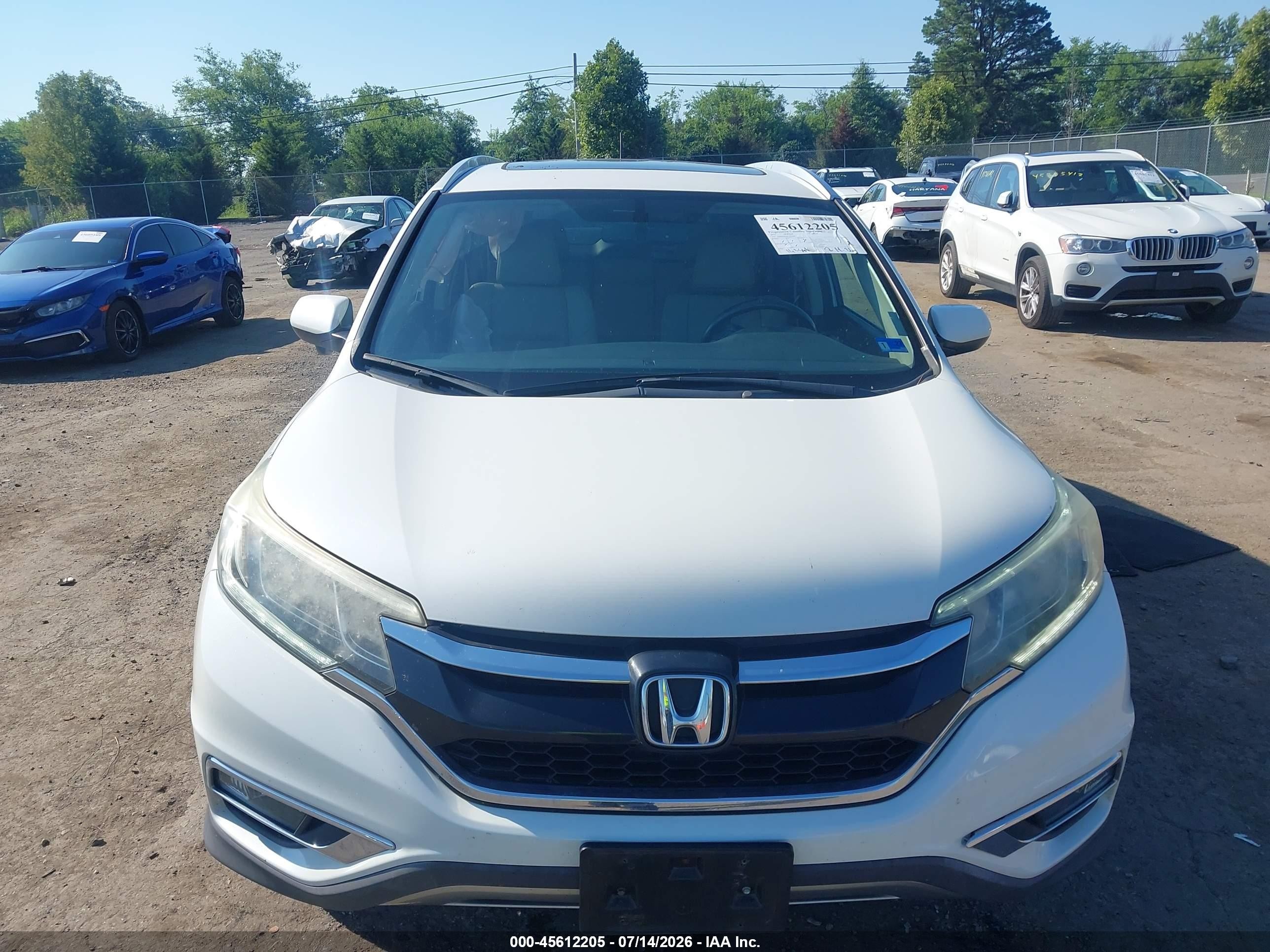 2015 Honda Cr-v Ex-l White vin: 5J6RM3H78FL010369