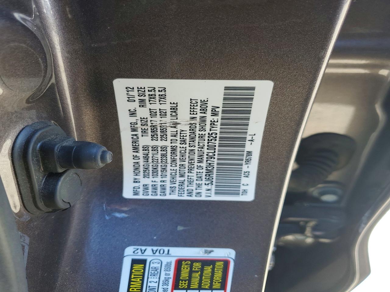 2012 Honda Cr-v Exl Gray vin: 5J6RM3H79CL007525