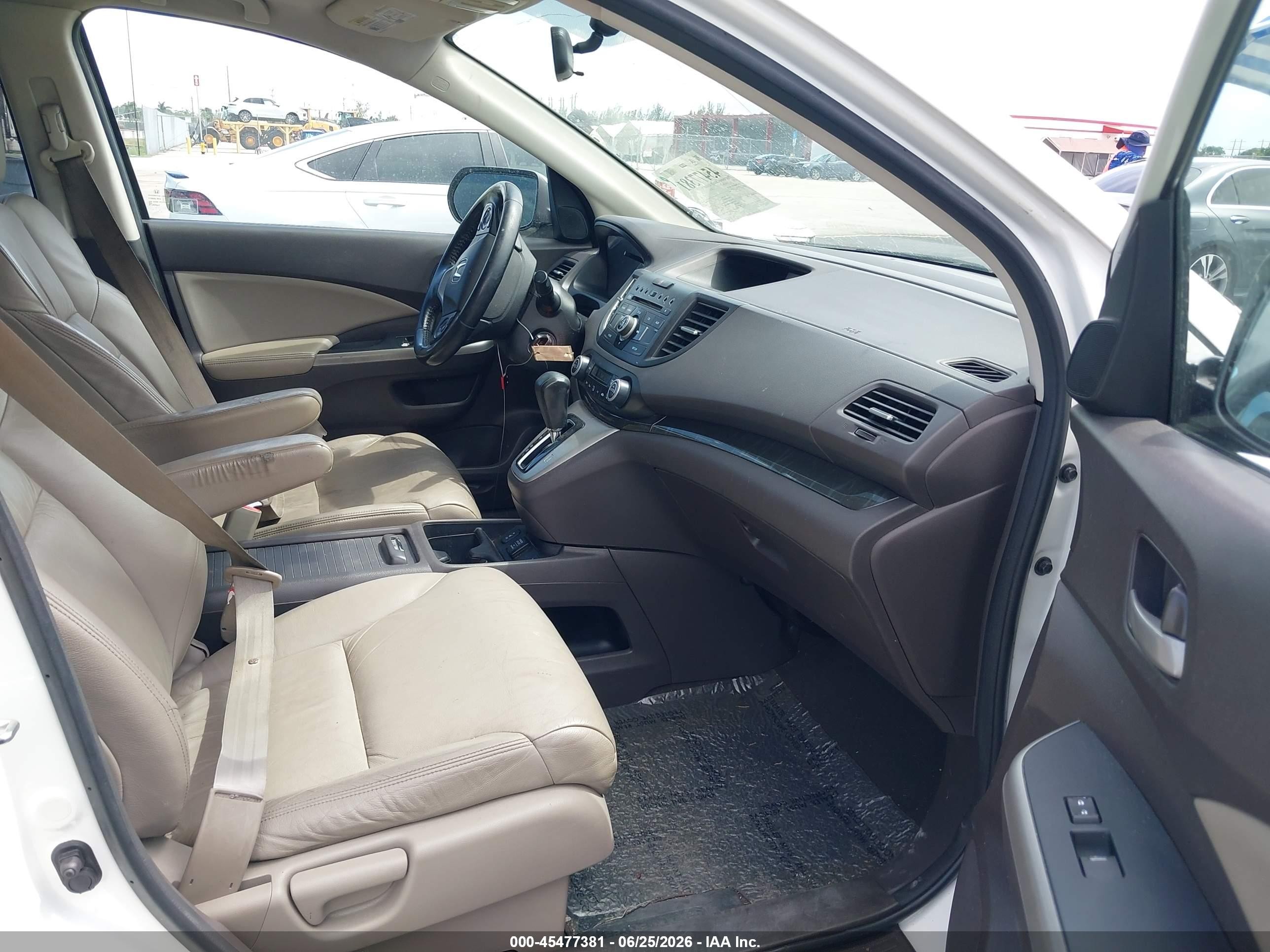 2012 Honda Cr-v Ex-l White vin: 5J6RM3H79CL040248
