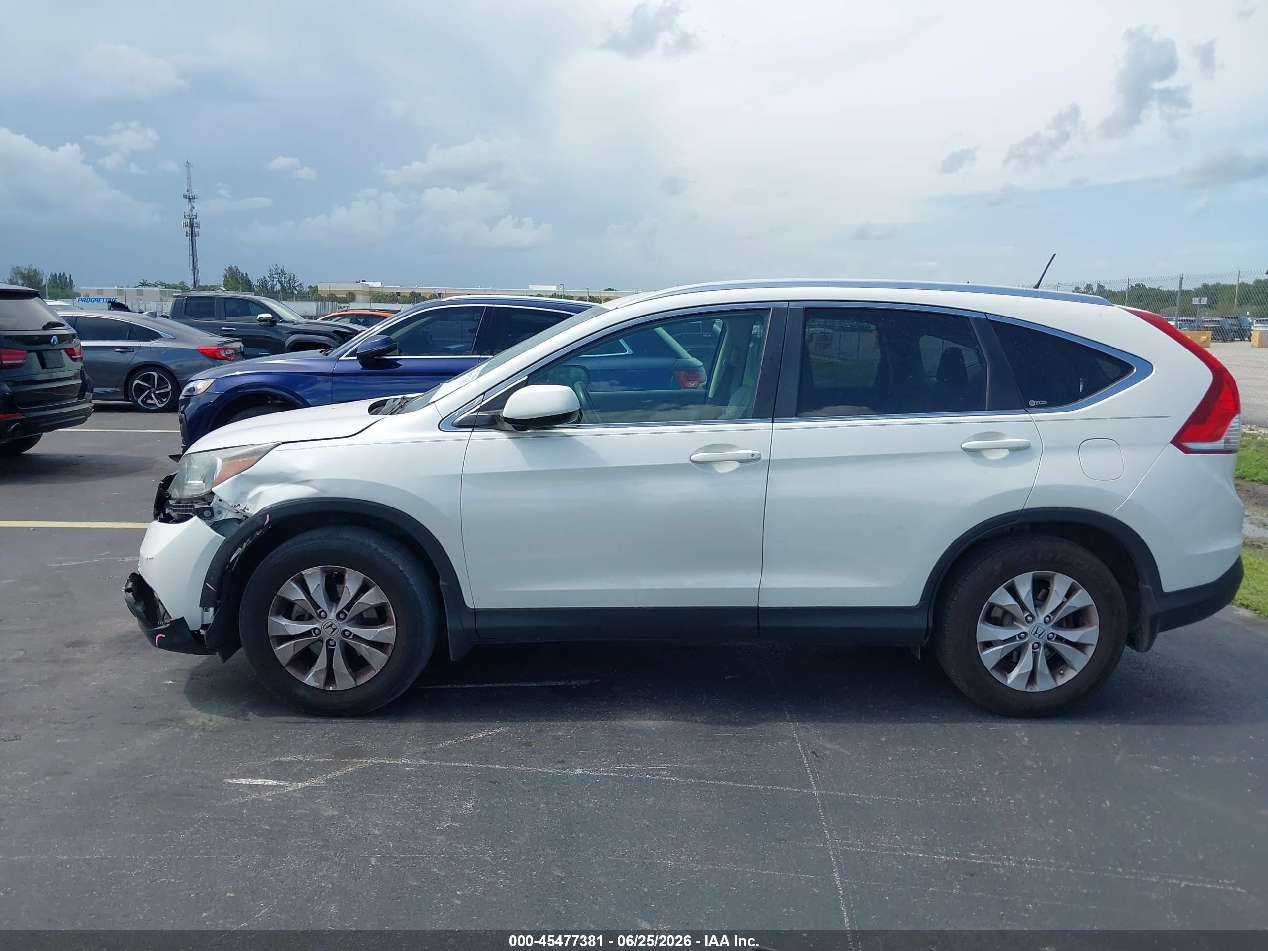 2012 Honda Cr-v Ex-l White vin: 5J6RM3H79CL040248