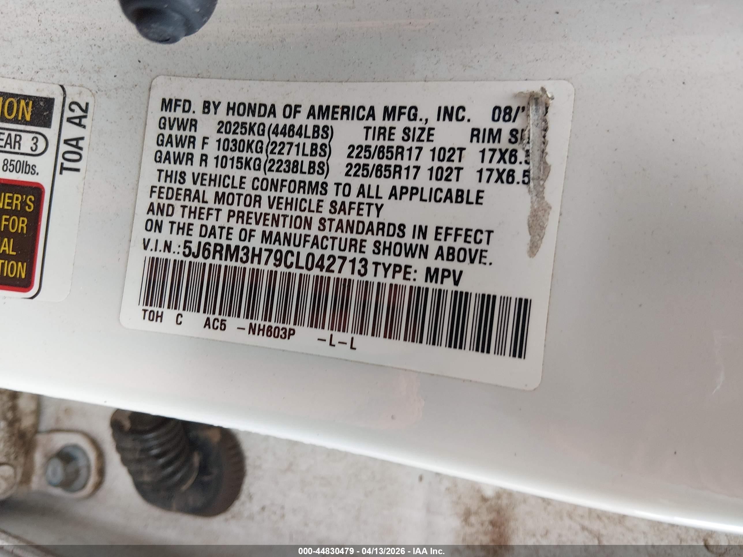 2012 Honda Cr-v Ex-l Белый vin: 5J6RM3H79CL042713