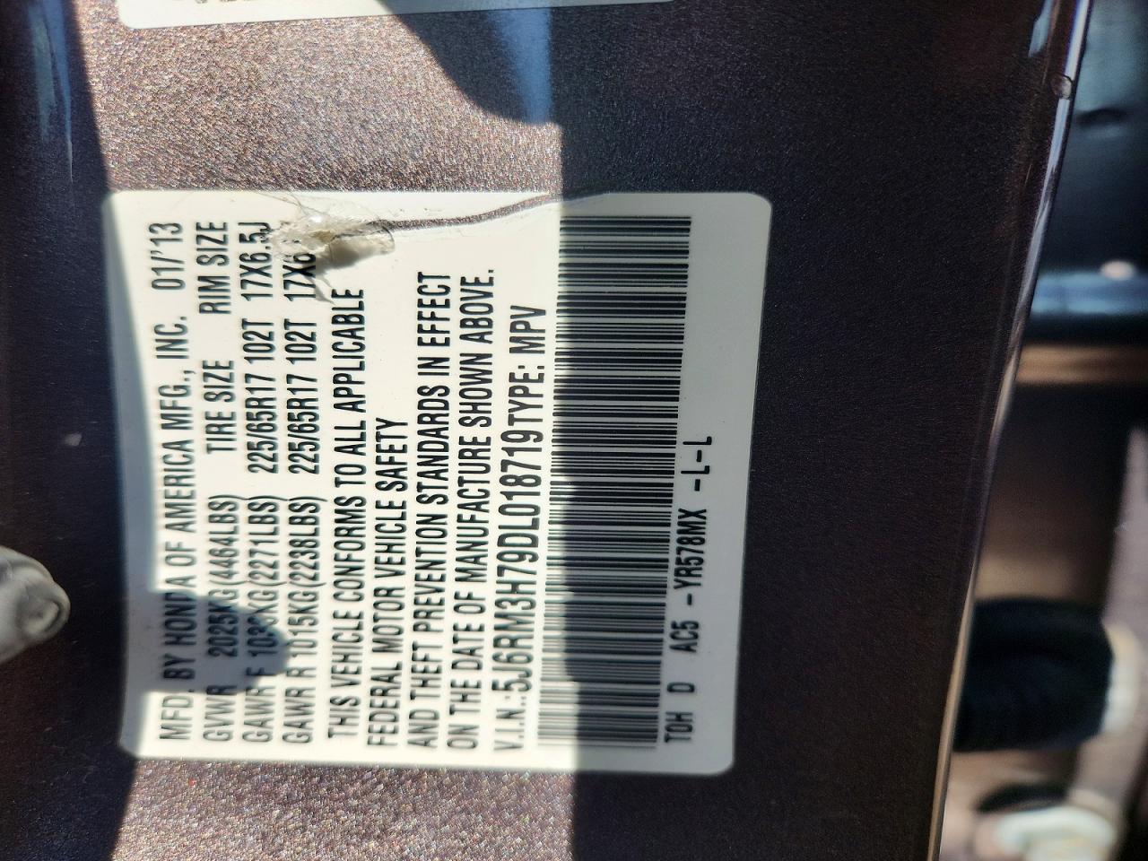 2013 Honda Cr-v Exl Gray vin: 5J6RM3H79DL018719