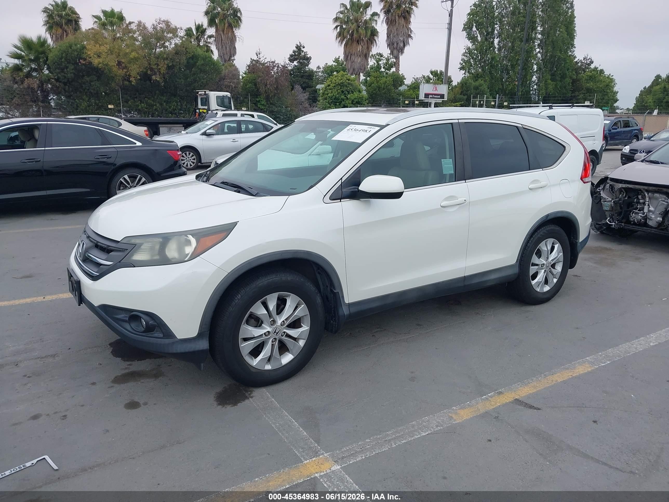 2014 Honda Cr-v Ex-l White vin: 5J6RM3H79EL025624