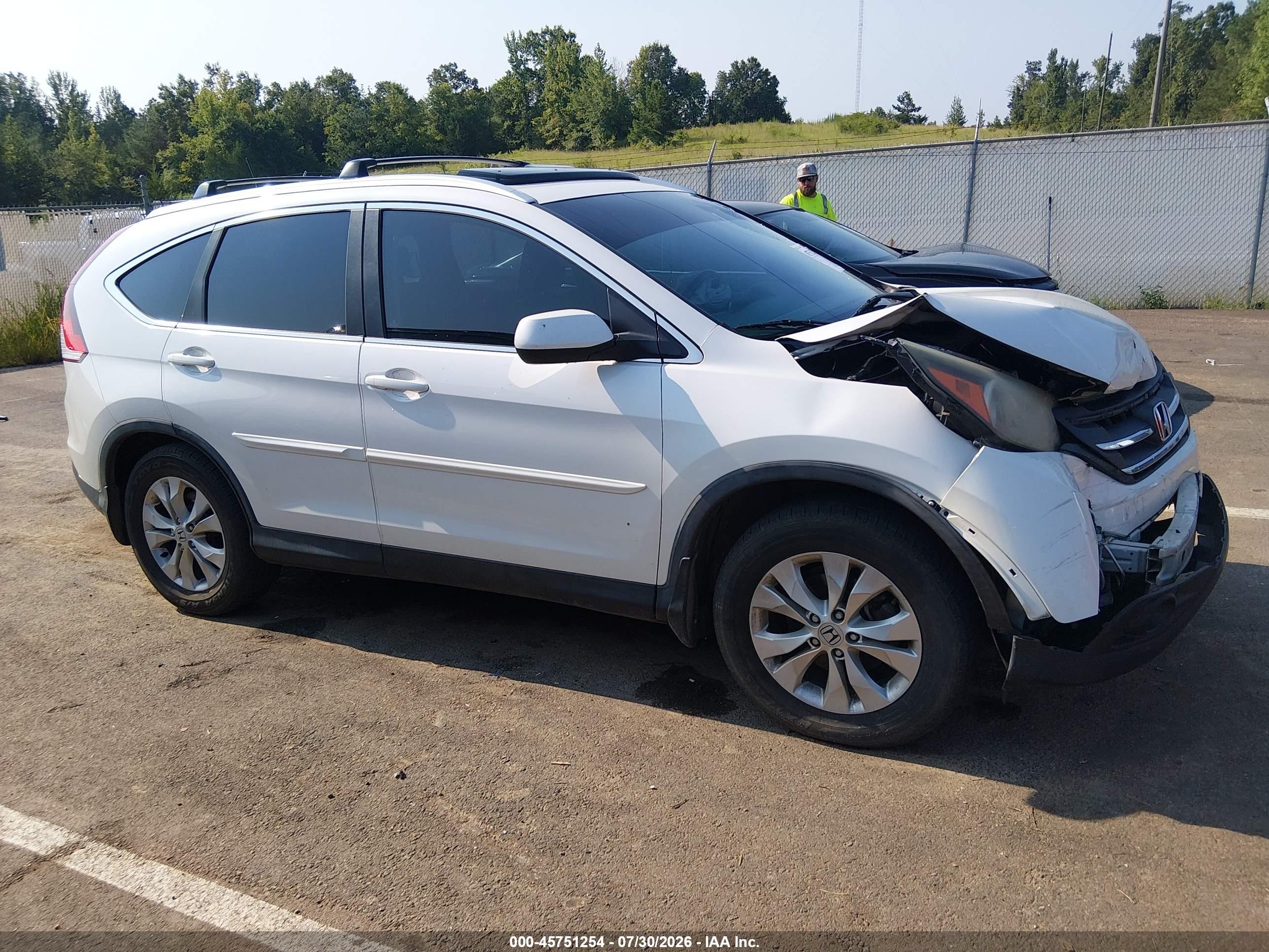 2014 Honda Cr-v Ex-l White vin: 5J6RM3H79EL036123