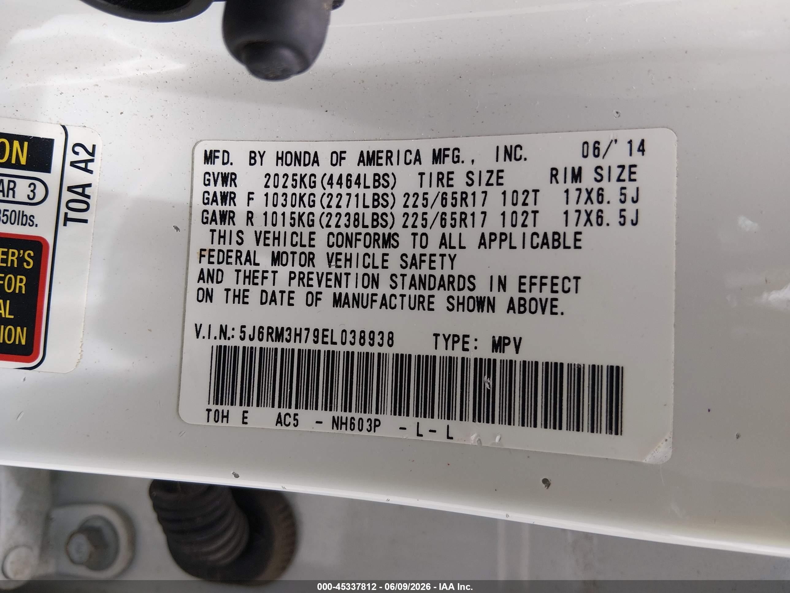 2014 Honda Cr-v Ex-l Белый vin: 5J6RM3H79EL038938