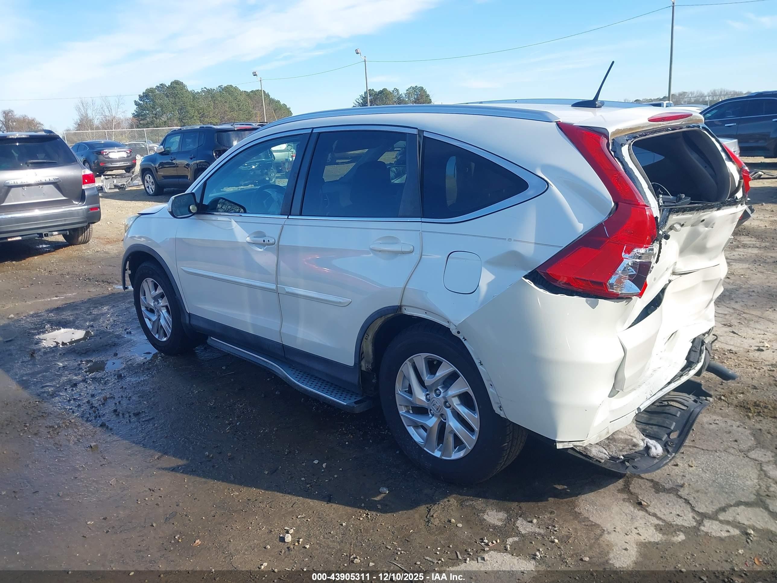 2015 Honda Cr-v Ex-l White vin: 5J6RM3H79FL003222