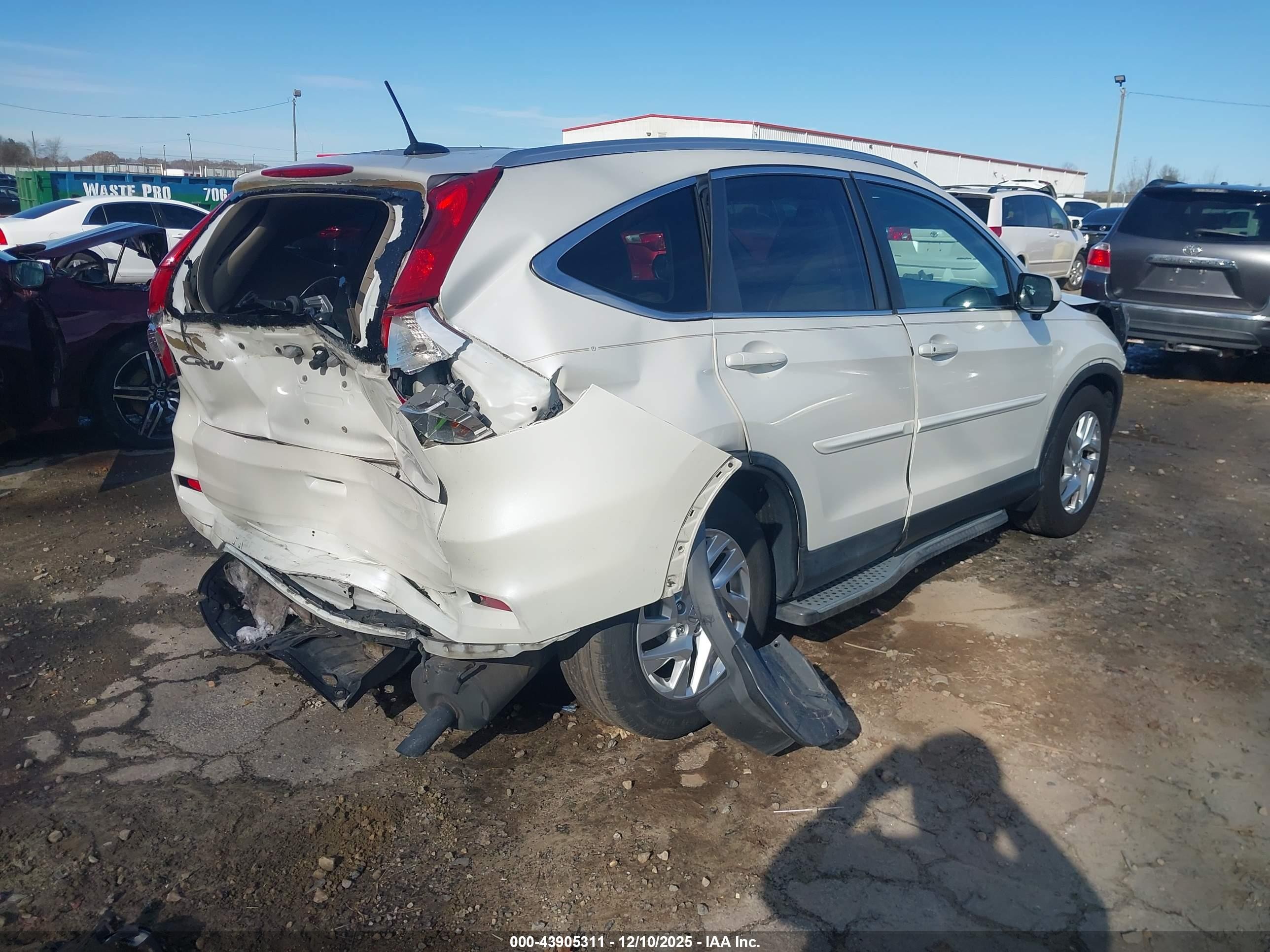 2015 Honda Cr-v Ex-l White vin: 5J6RM3H79FL003222